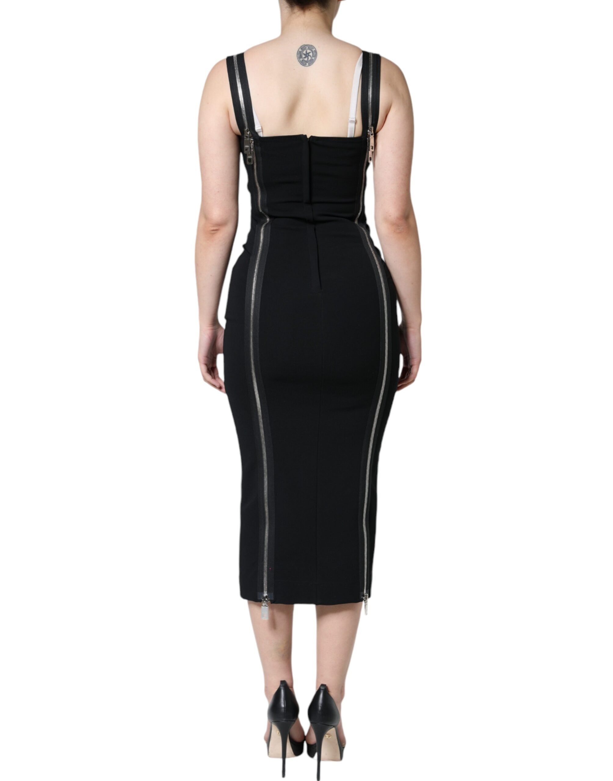 Rochie midi mulată cu fermoar Dolce & Gabbana neagră