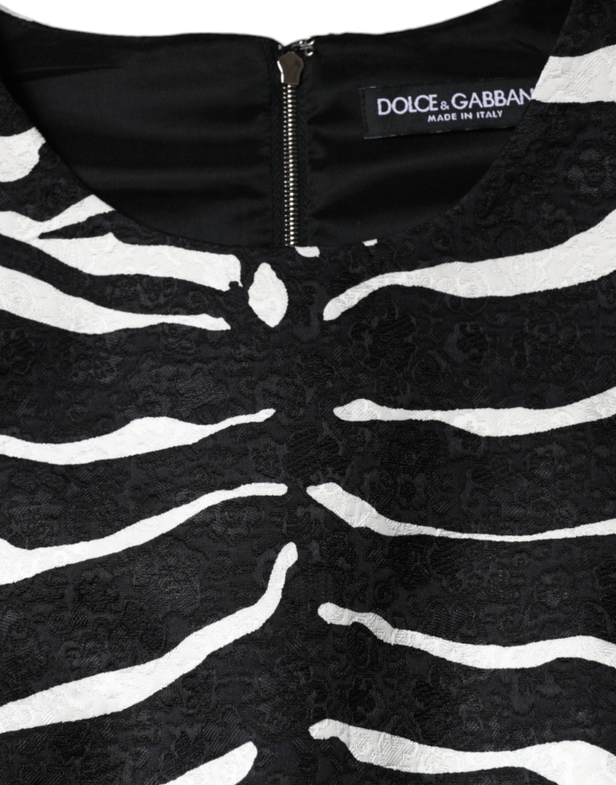 Dolce & Gabbana – A-Linien-Etui-Minikleid mit Zebramuster in Schwarz und Weiß
