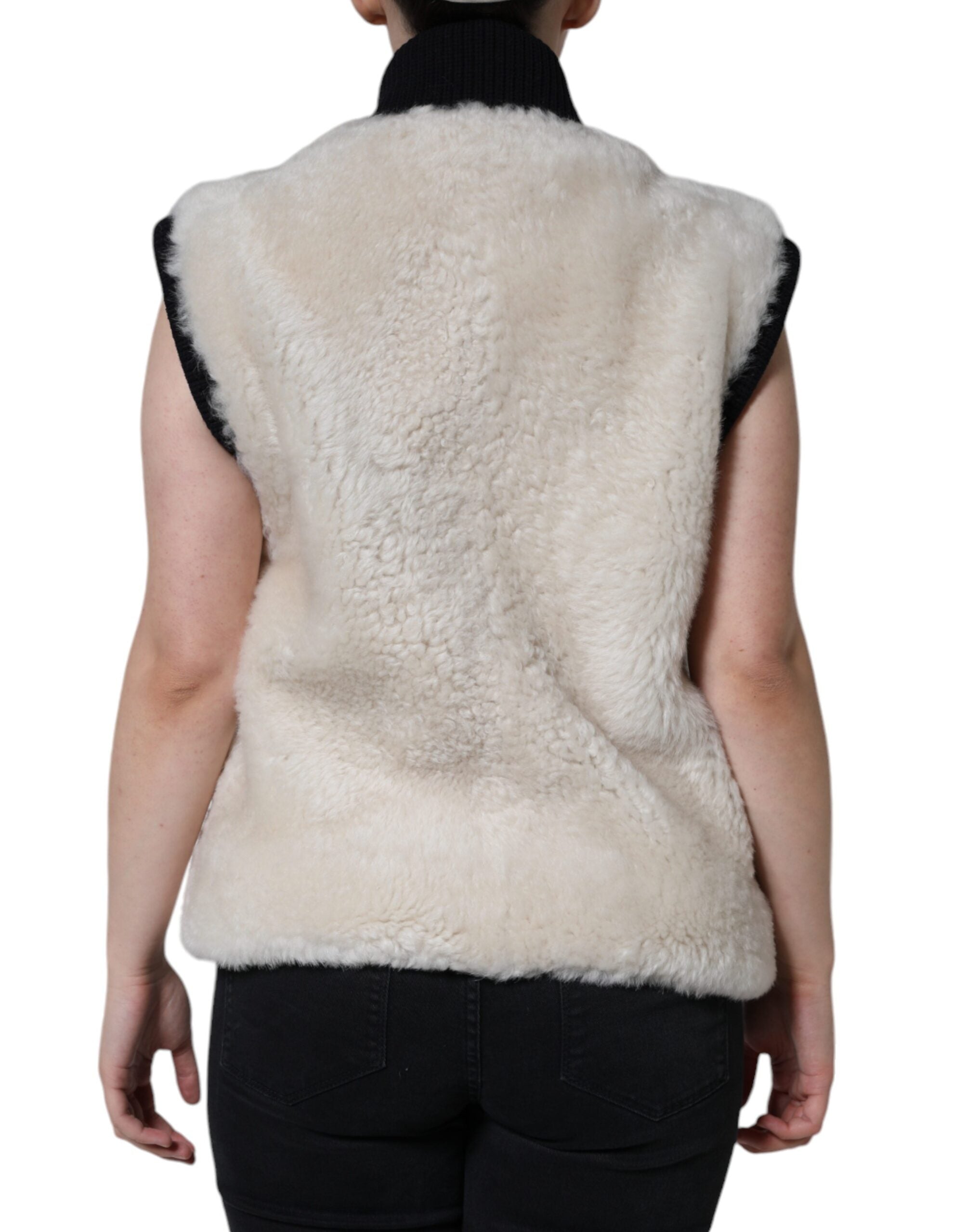 Burberry Weiße WARRENFORD Shearling-Lederweste, Mantel, Jacke