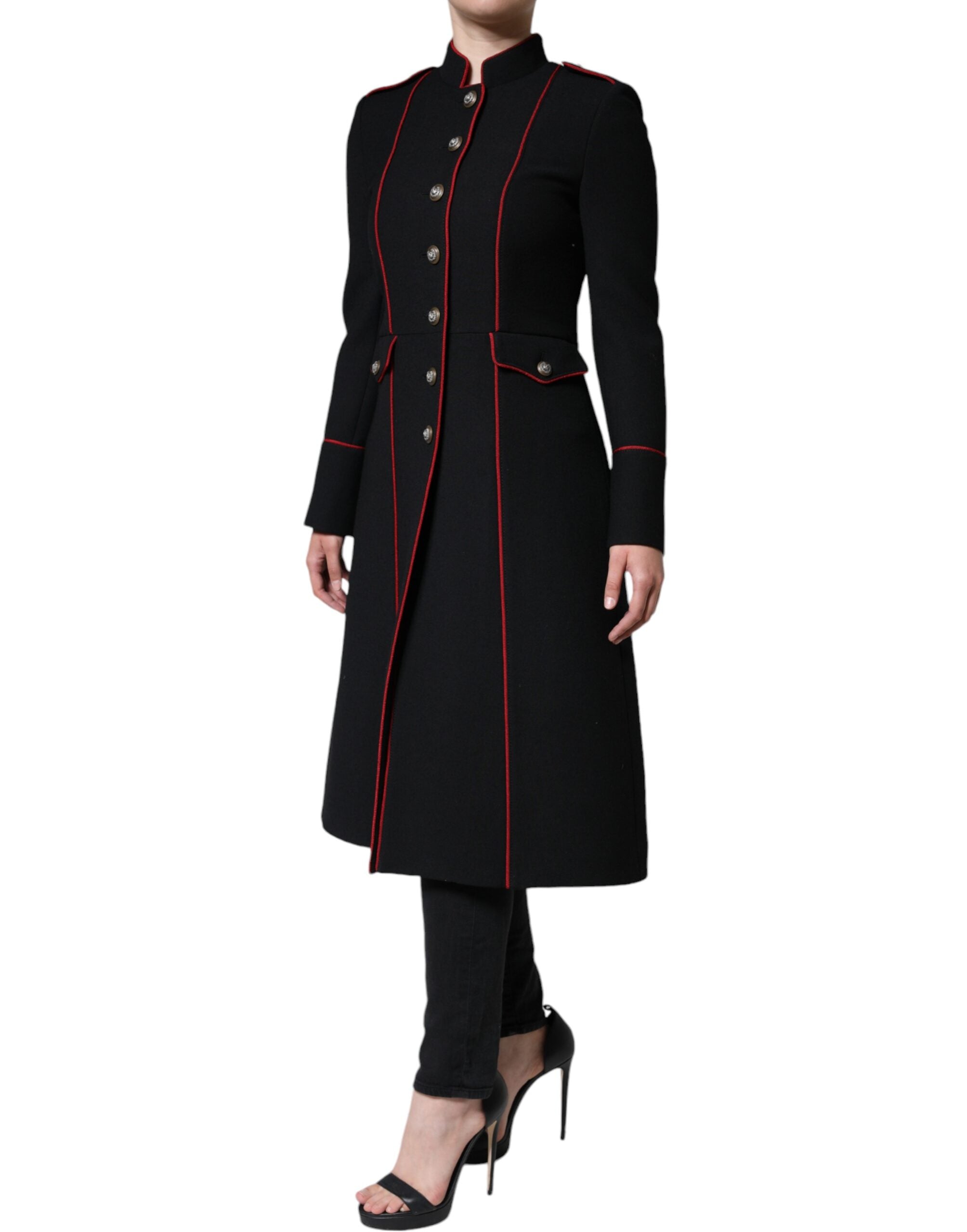 Dolce & Gabbana – Schwarze, einreihige Trenchcoat-Jacke