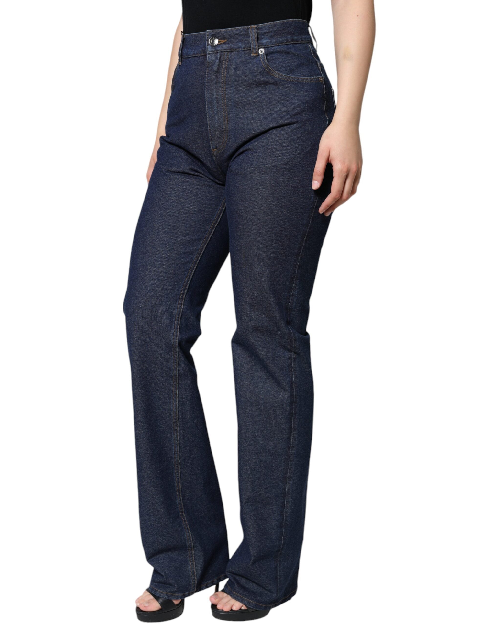 Blugi Dolce & Gabbana din denim drept, albastru închis, din bumbac elastic