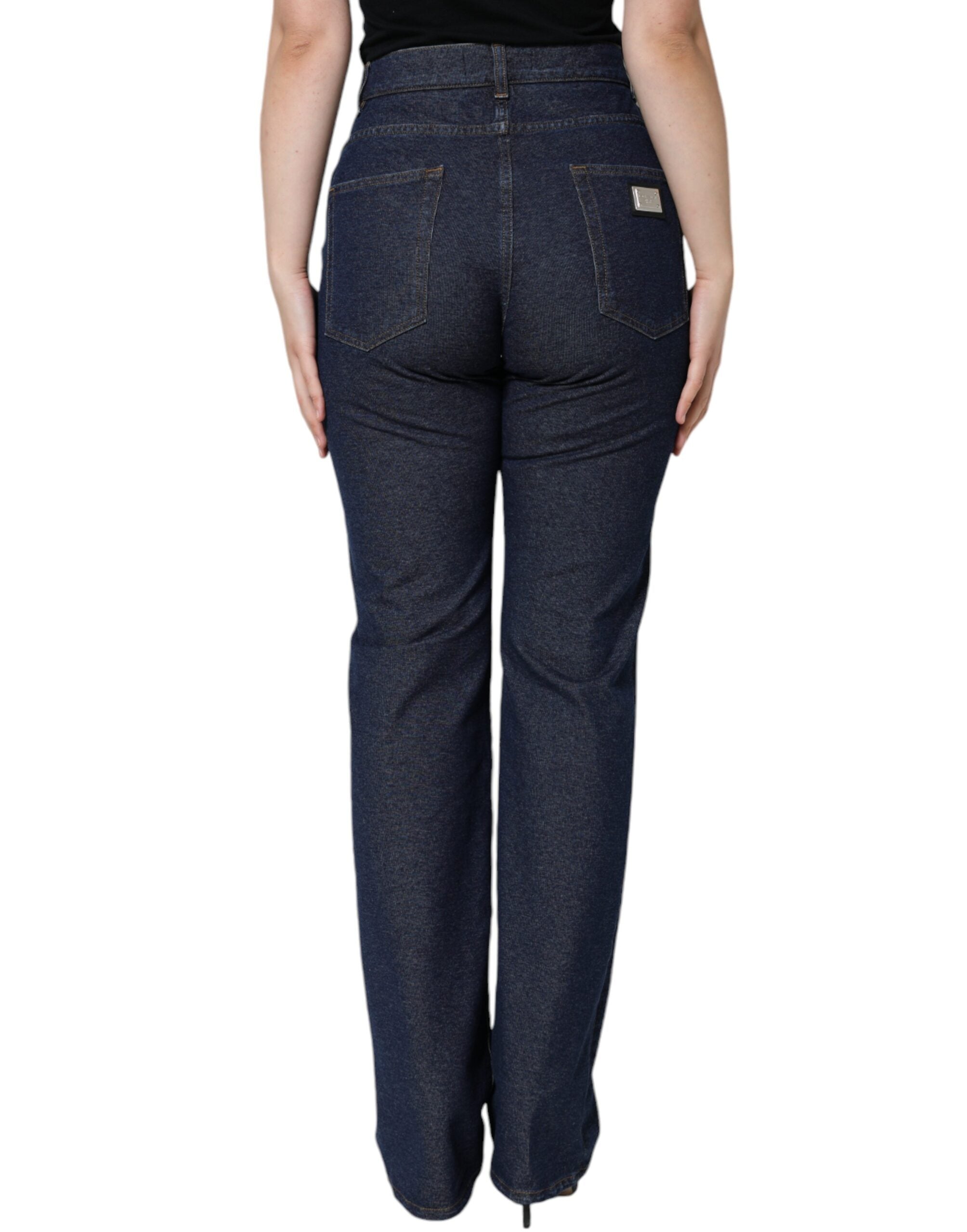 Blugi Dolce & Gabbana din denim drept, albastru închis, din bumbac elastic