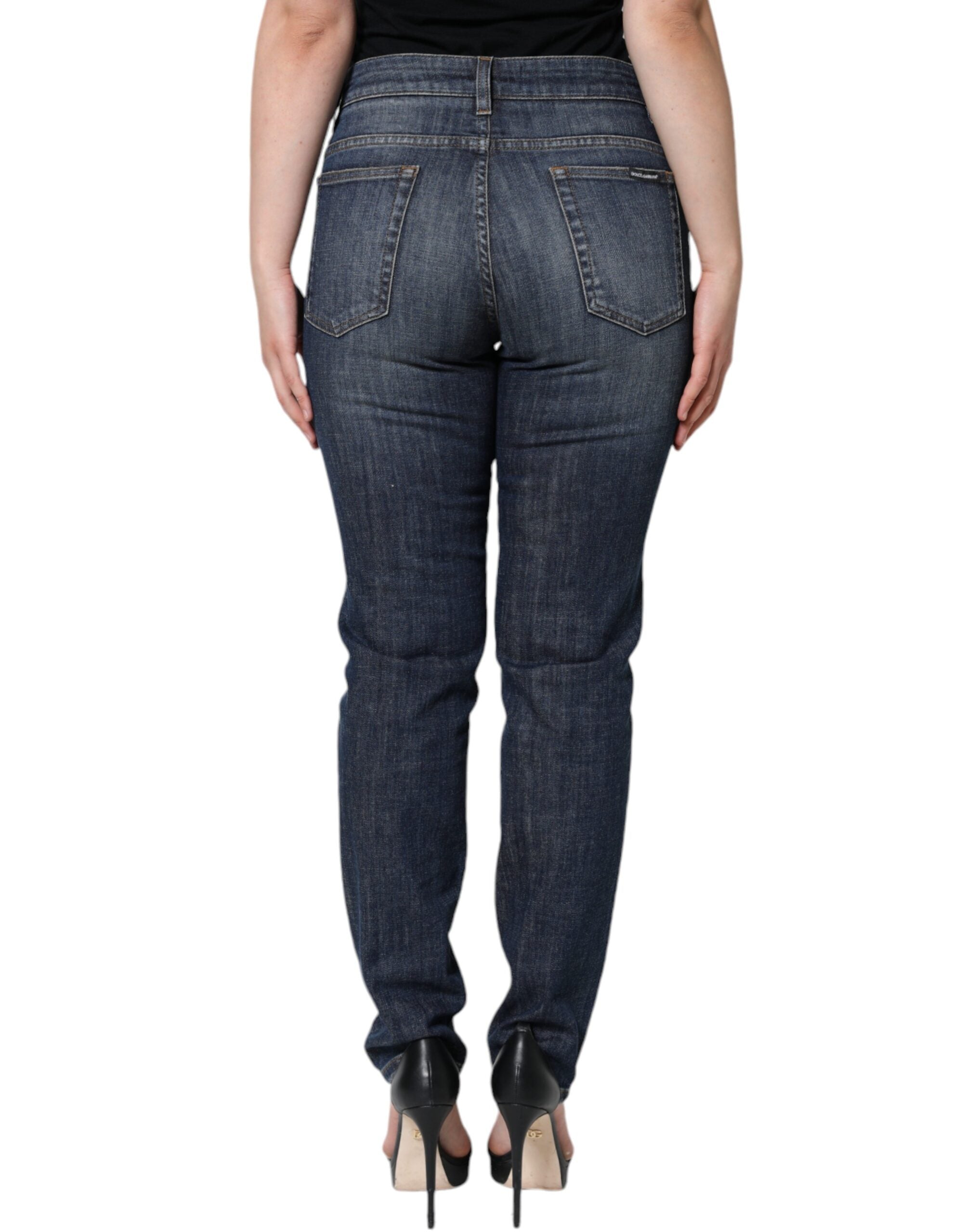 Blugi skinny din denim elastic albastru închis Dolce & Gabbana