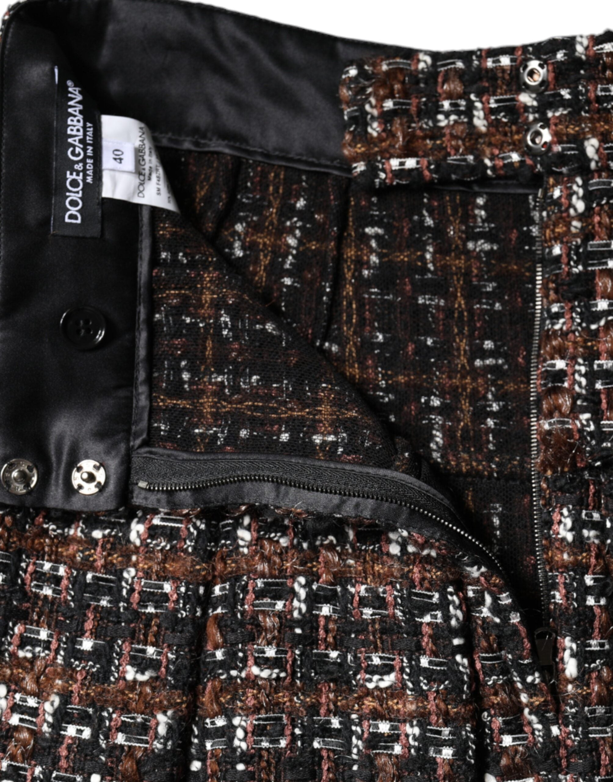 Dolce & Gabbana – Mehrfarbiger A-Linien-Minirock aus Tartan-Tweed mit hoher Taille
