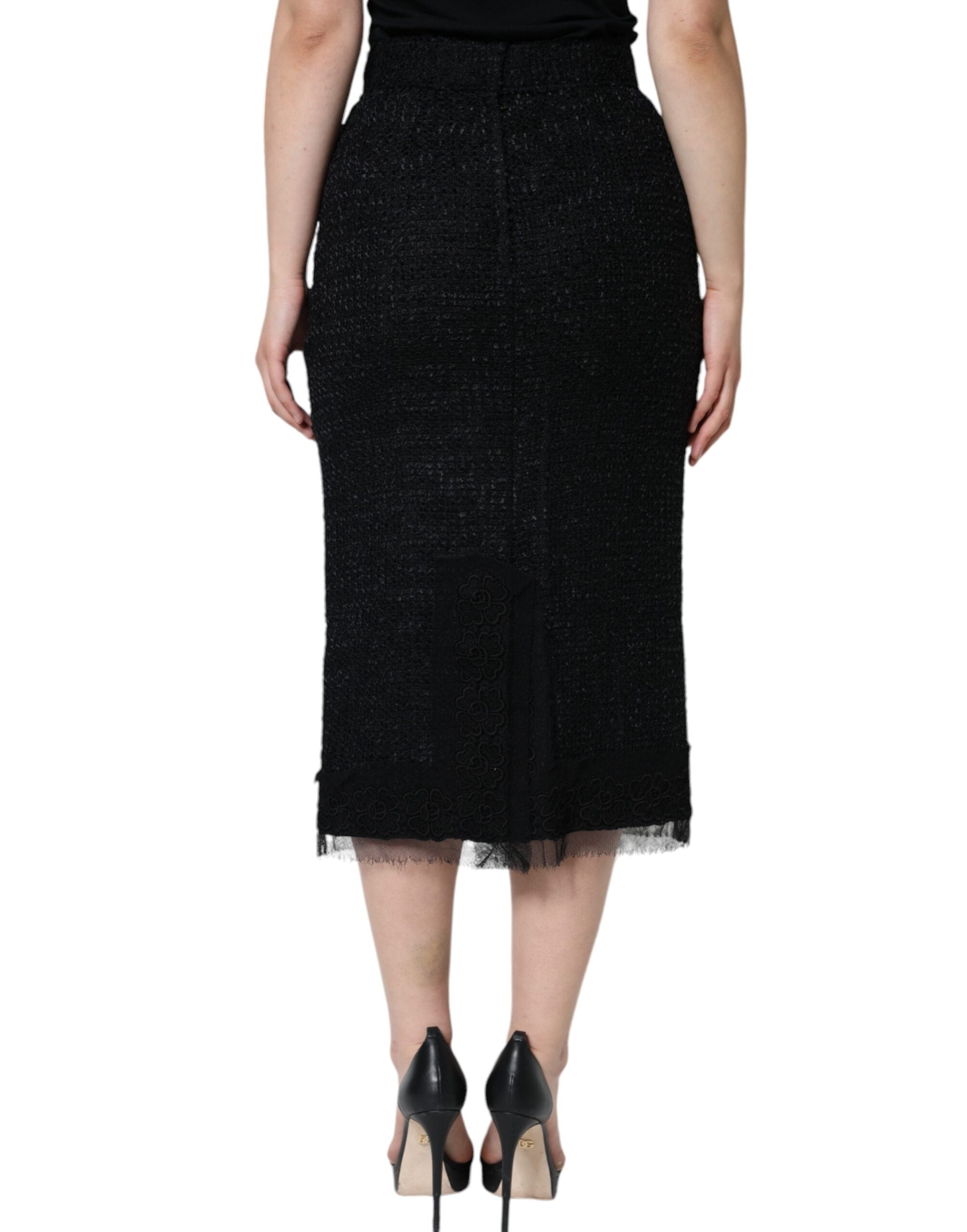 Dolce & Gabbana – Schwarzer Midirock aus Schurwolle im Bleistiftschnitt