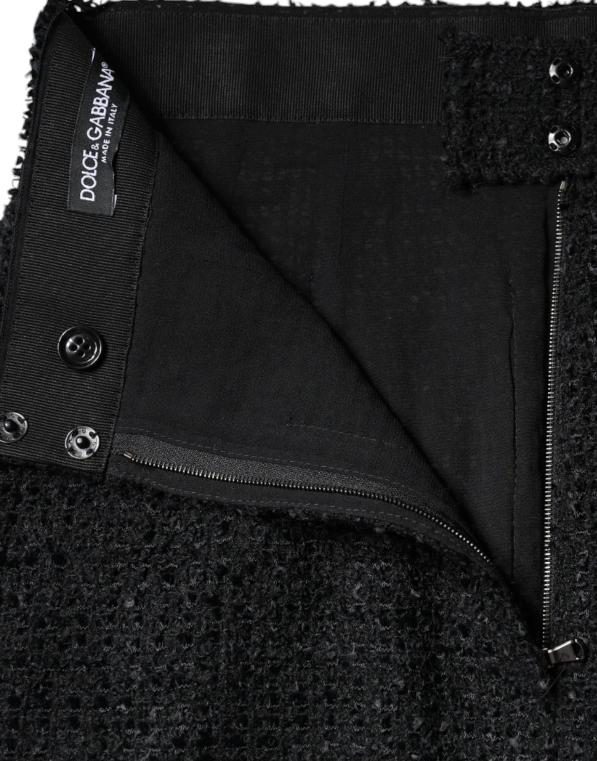 Dolce & Gabbana – Schwarzer Midirock aus Schurwolle im Bleistiftschnitt