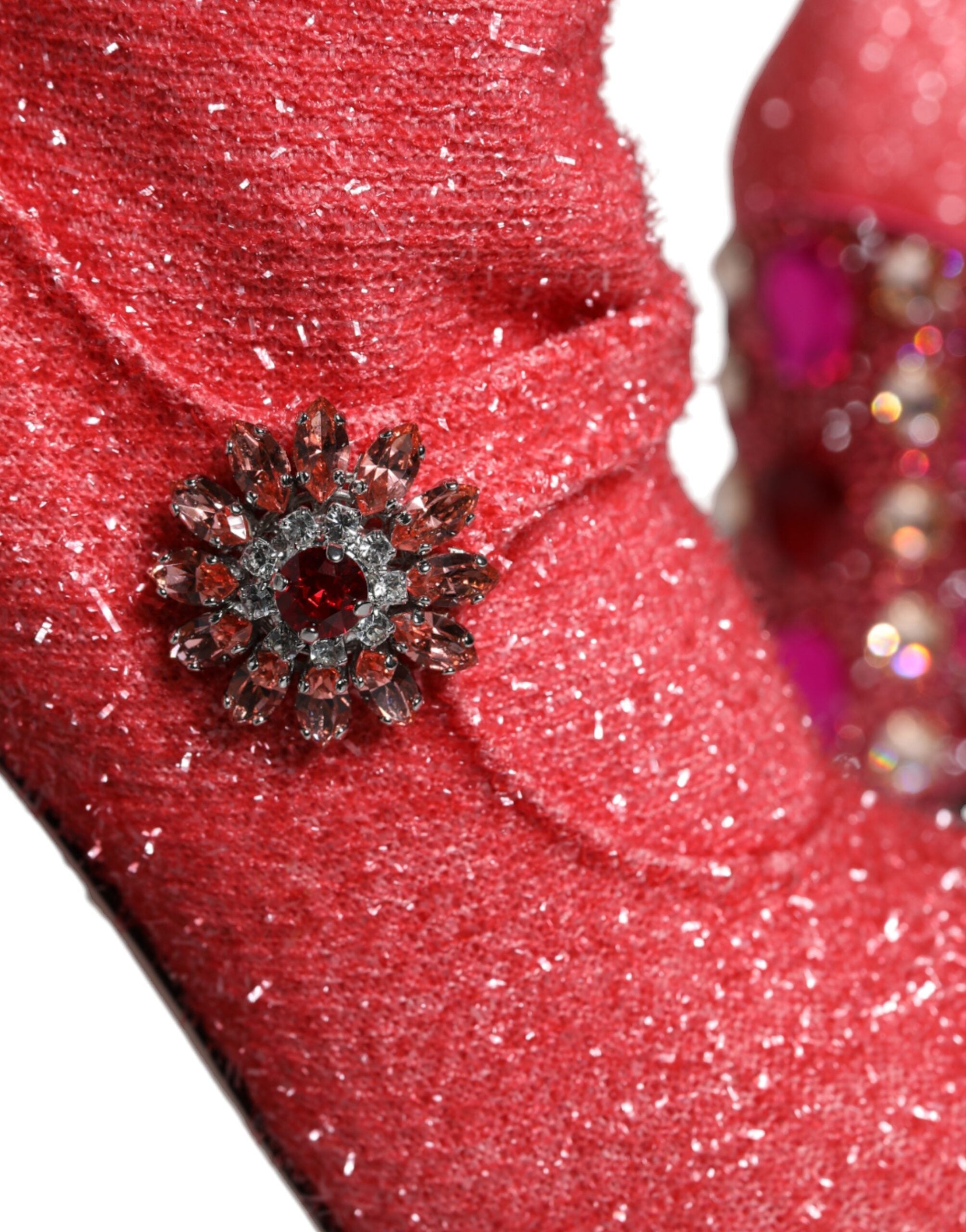 Dolce & Gabbana Pink Crystal Lurex Fantasy Hohe Stiefel Schuhe