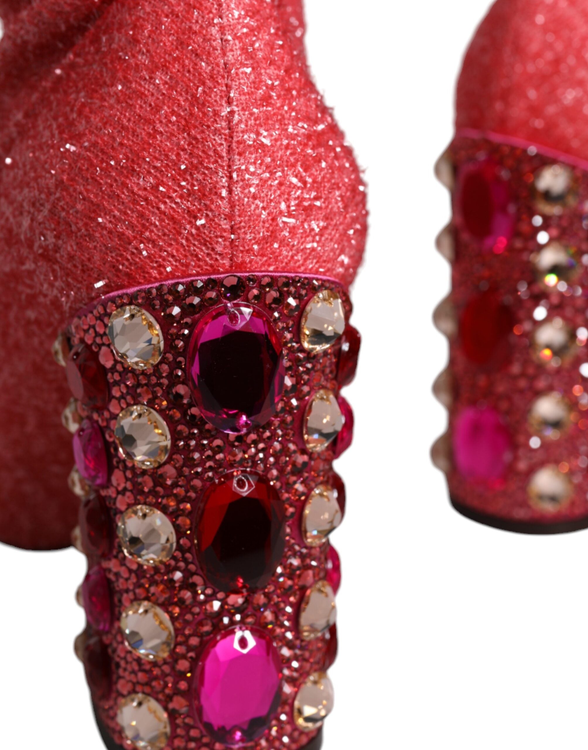 Dolce & Gabbana Pink Crystal Lurex Fantasy Hohe Stiefel Schuhe