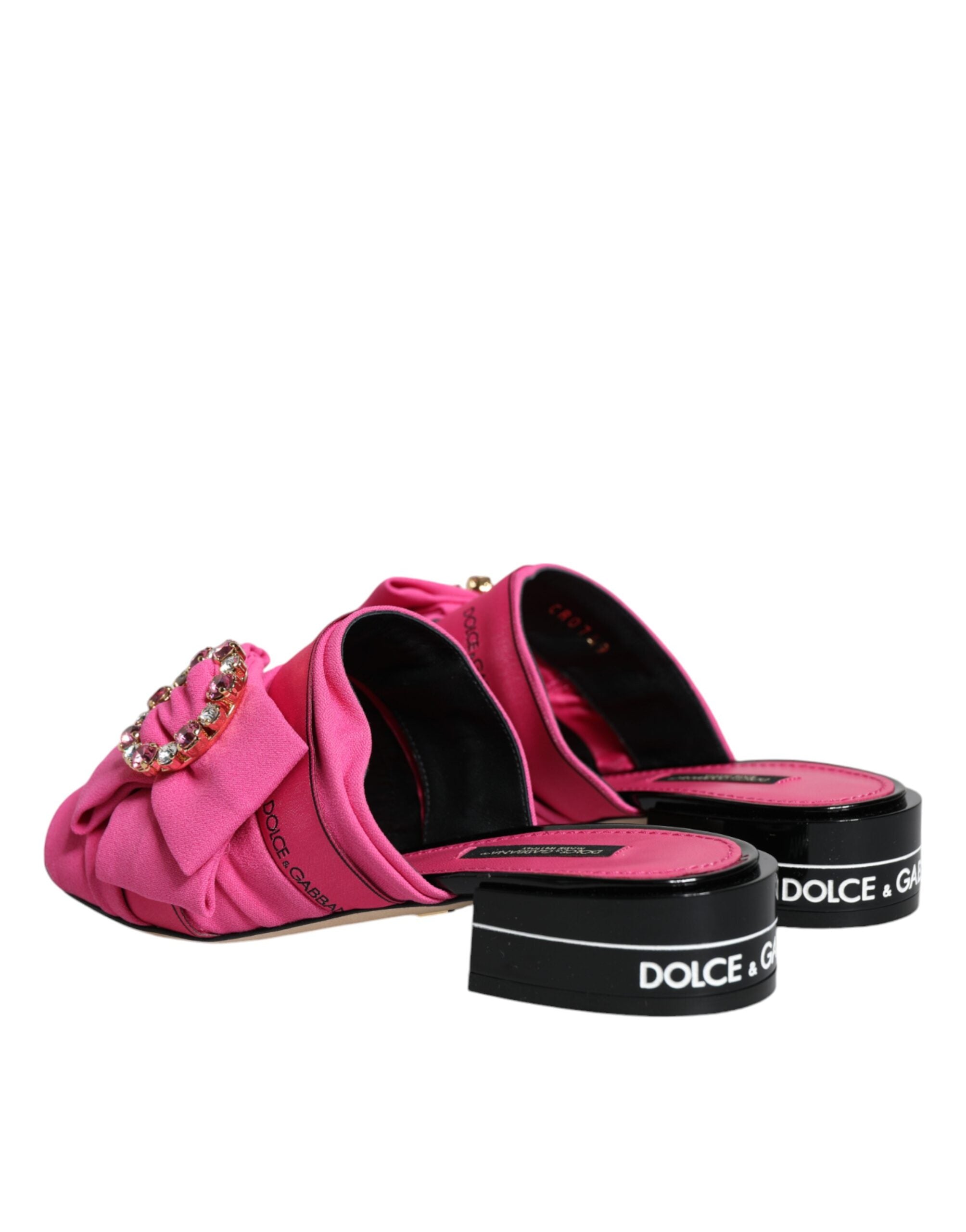 Dolce & Gabbana Pink Black Crystal Slides Sandalen Schuhe