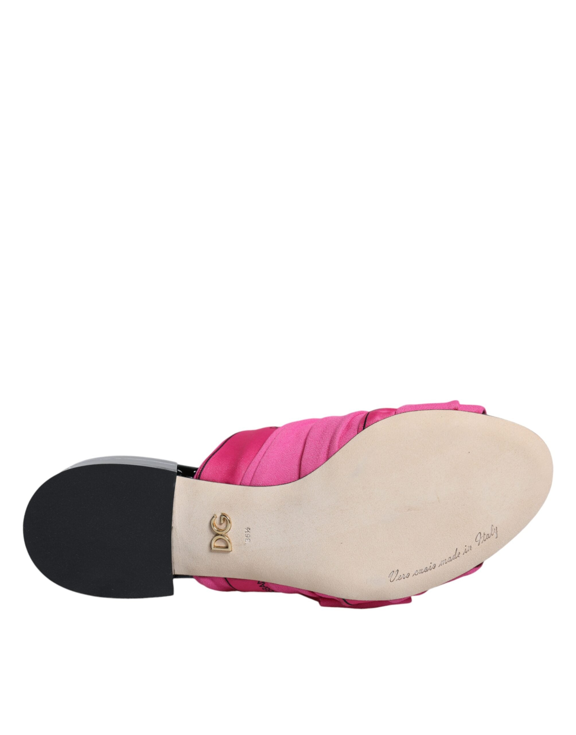 Dolce & Gabbana Pink Black Crystal Slides Sandalen Schuhe