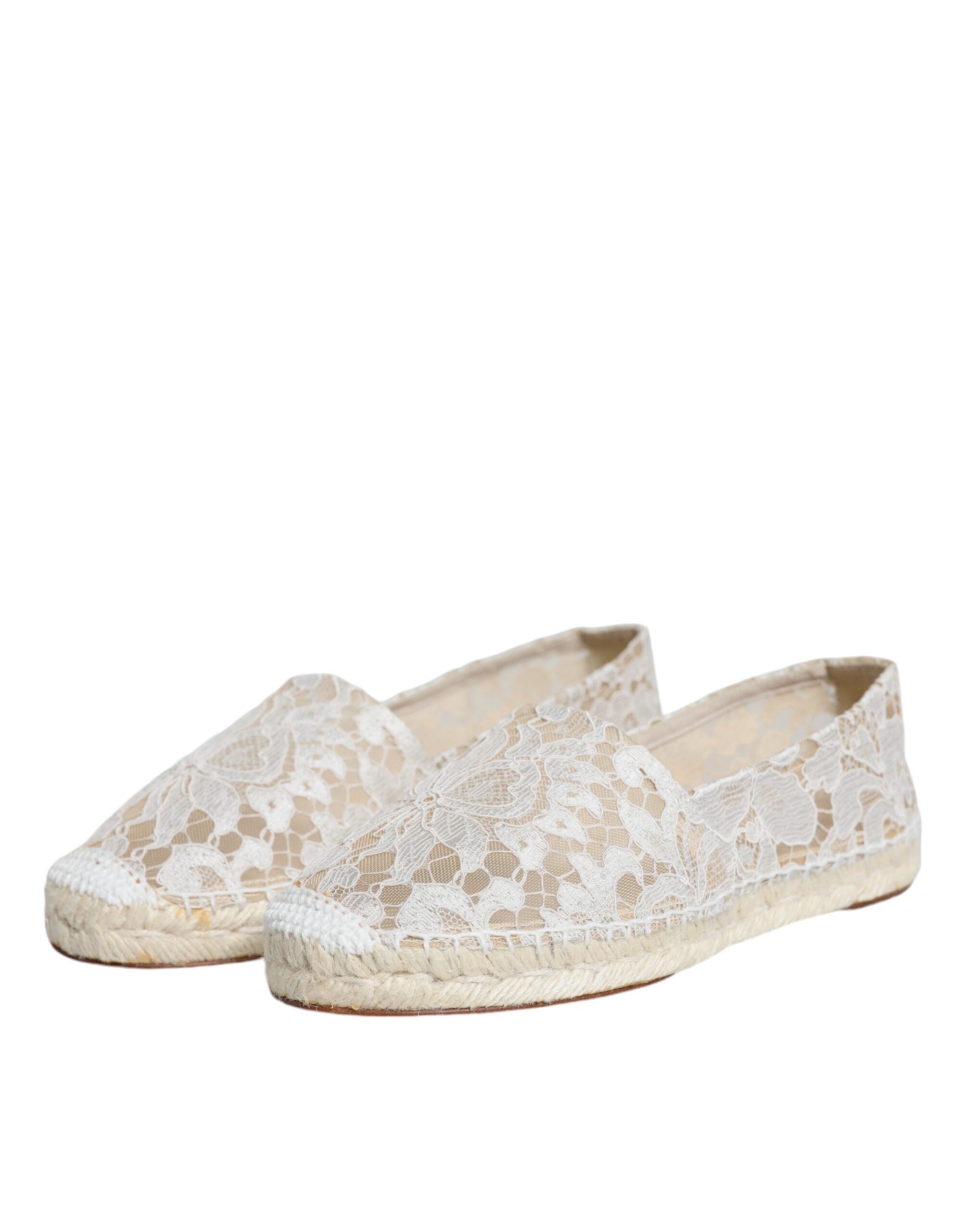 Dolce & Gabbana – Espadrilles aus weißer Viskosespitze