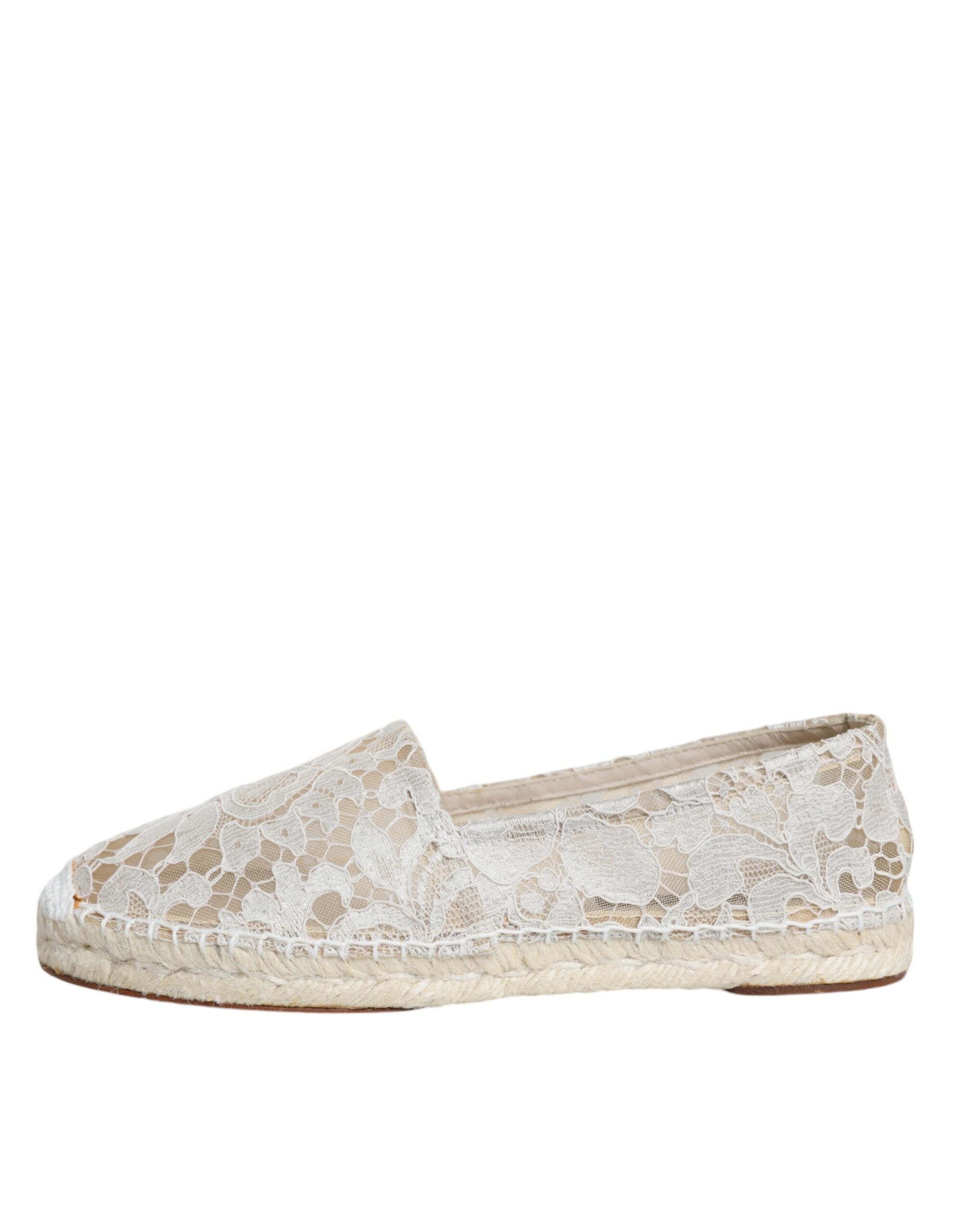 Dolce & Gabbana – Espadrilles aus weißer Viskosespitze