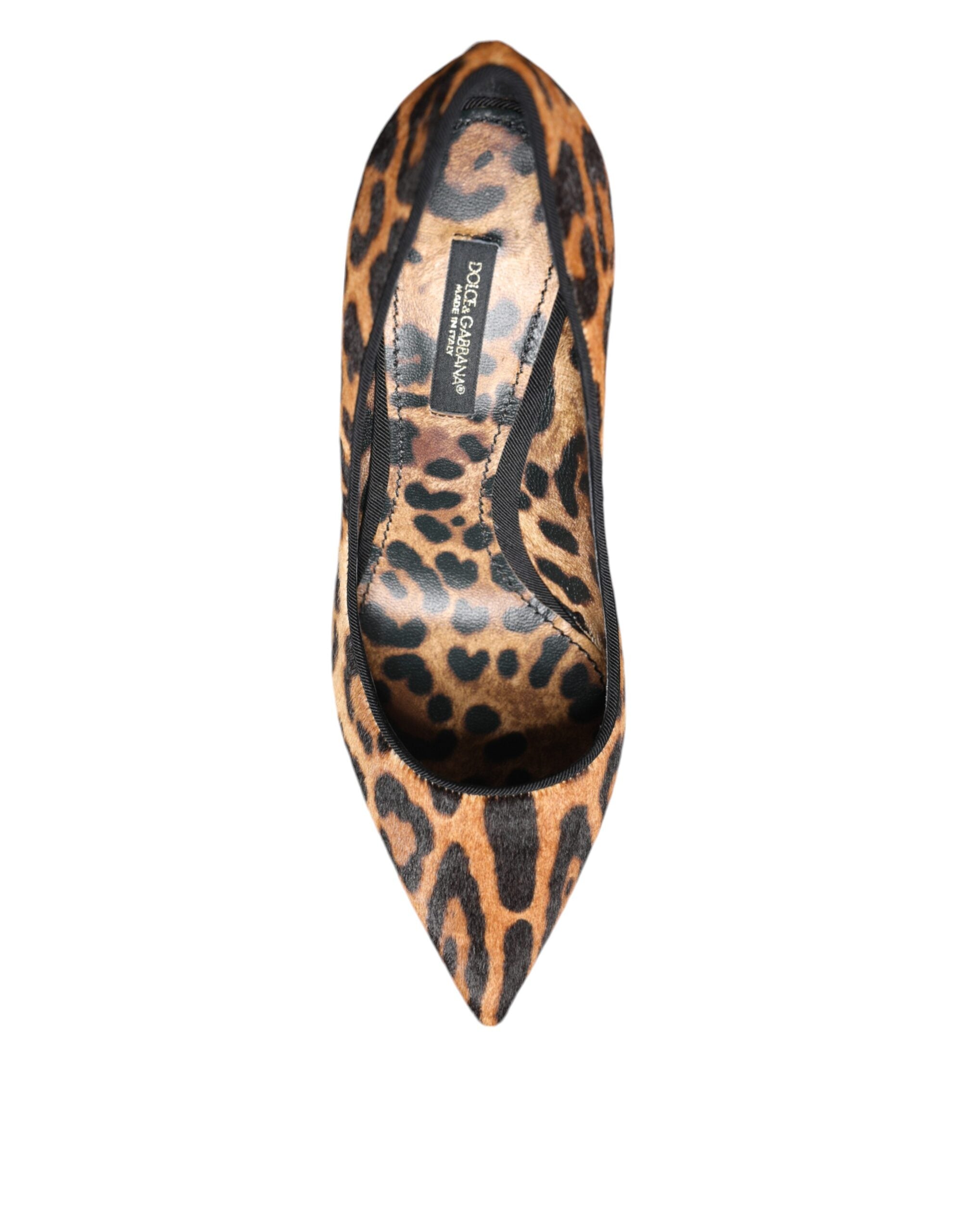 Dolce & Gabbana Braune Pumps mit Leopardenmuster aus Kalbshaar