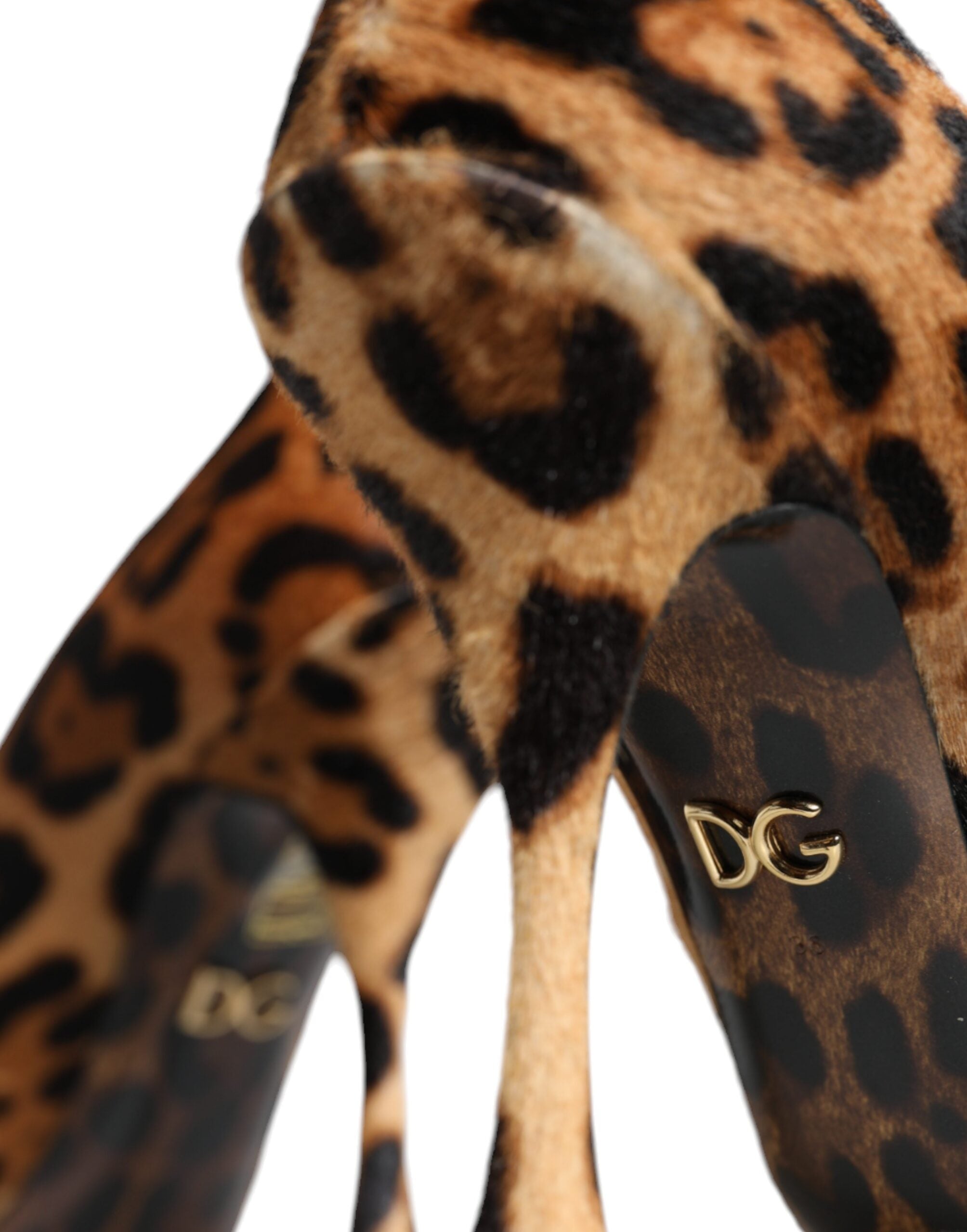 Dolce & Gabbana Braune Pumps mit Leopardenmuster aus Kalbshaar