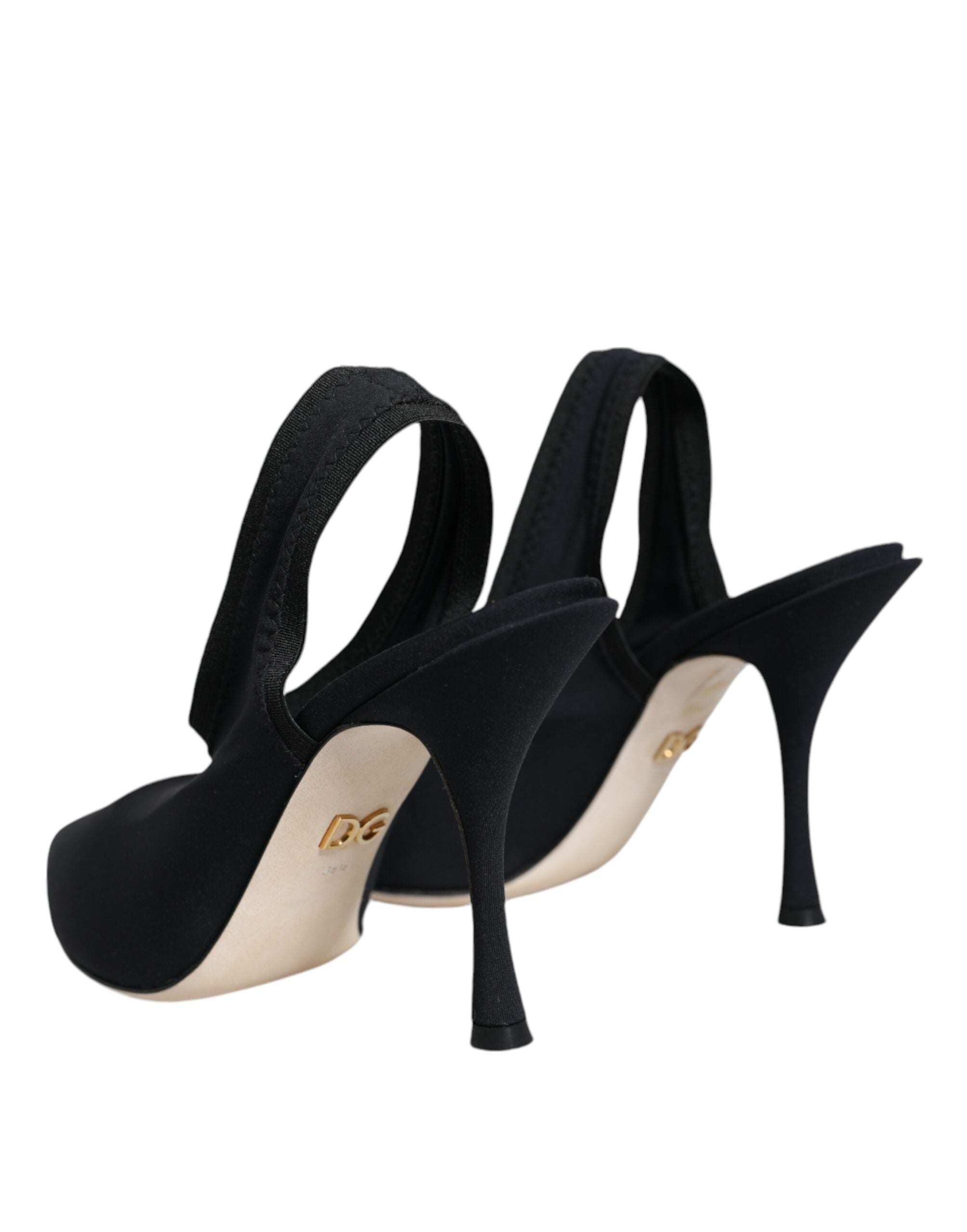 Pantofi Dolce & Gabbana negri cu toc elastic din jerseu