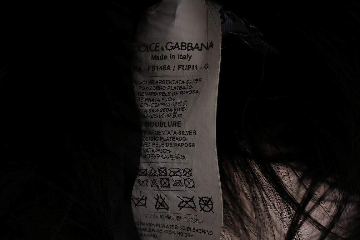 Dolce & Gabbana Eleganter Wickelschal aus schwarzem Silberfuchspelz