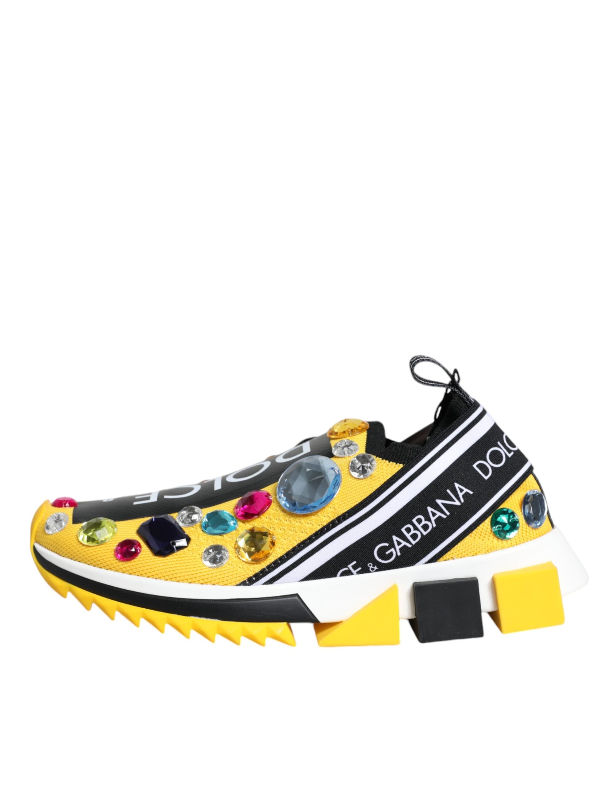 Dolce & Gabbana Gelbe Sorrento Kristalle Low Top Sneakers Schuhe