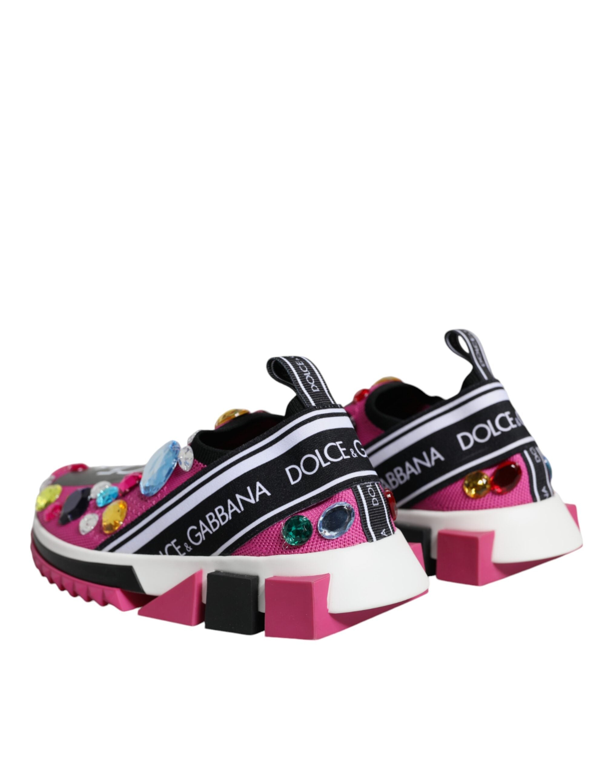 Dolce & Gabbana Pink Sorrento Kristalle Low Top Sneakers Schuhe