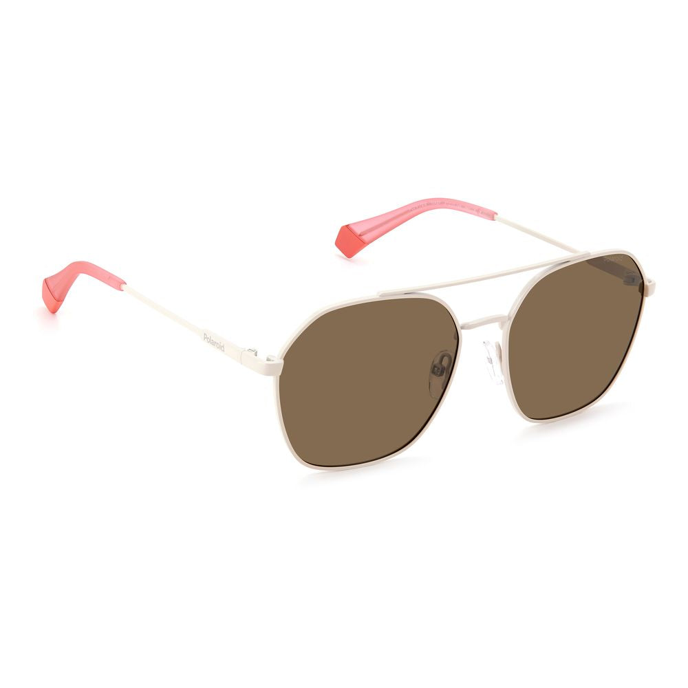 Polaroid – Beigefarbene Sonnenbrille aus Edelstahl