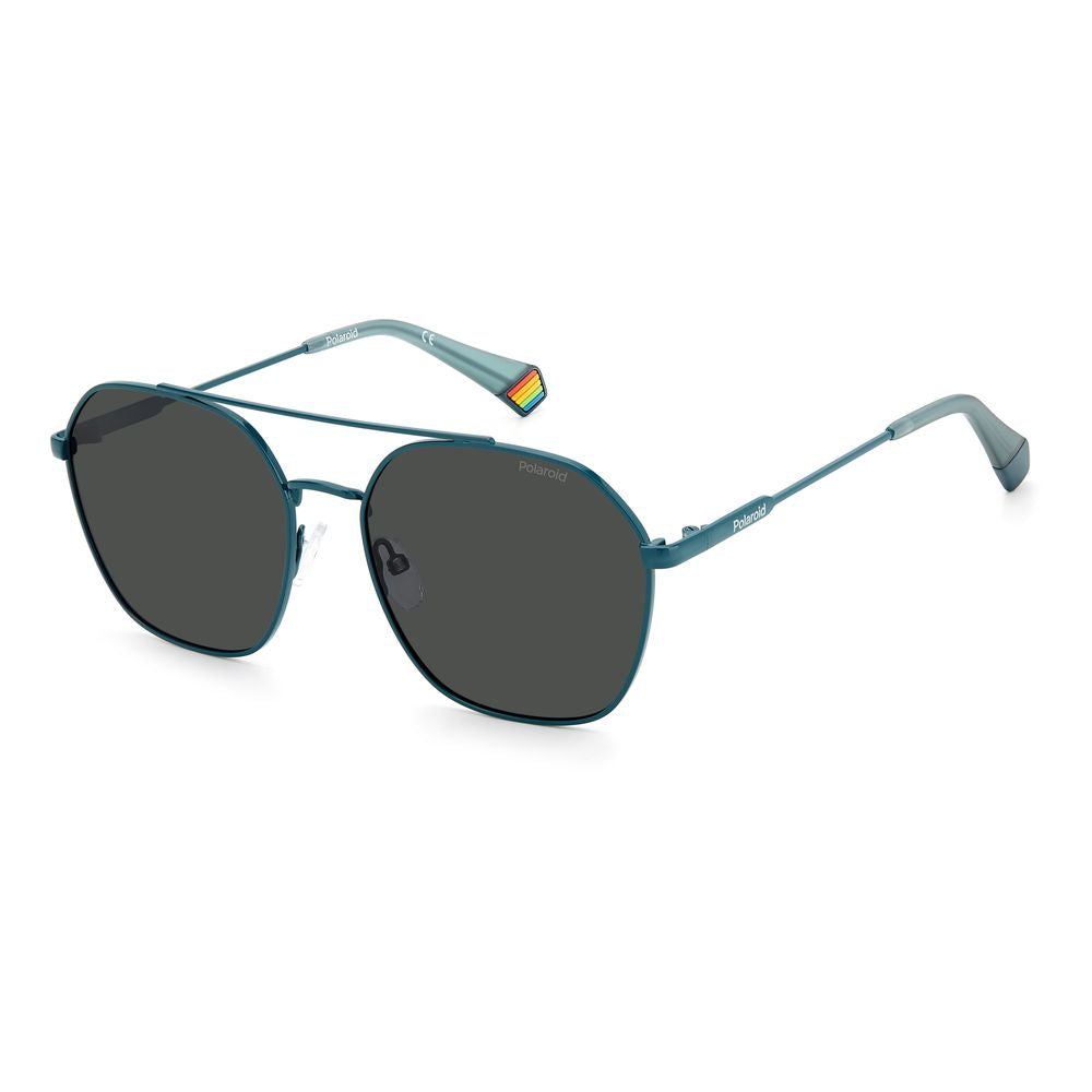 Ochelari de soare Polaroid albaștri din oțel inoxidabil