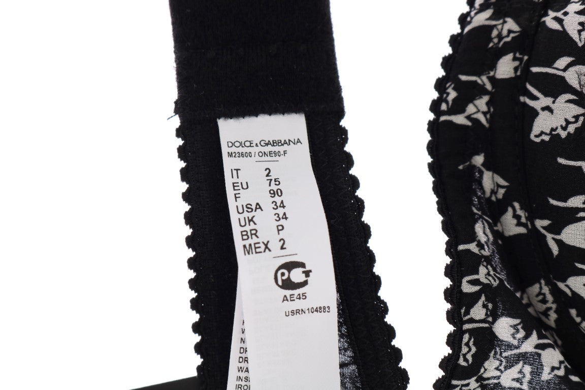 Dolce & Gabbana Eleganter schwarzer Seiden-BH mit Blumenspitze