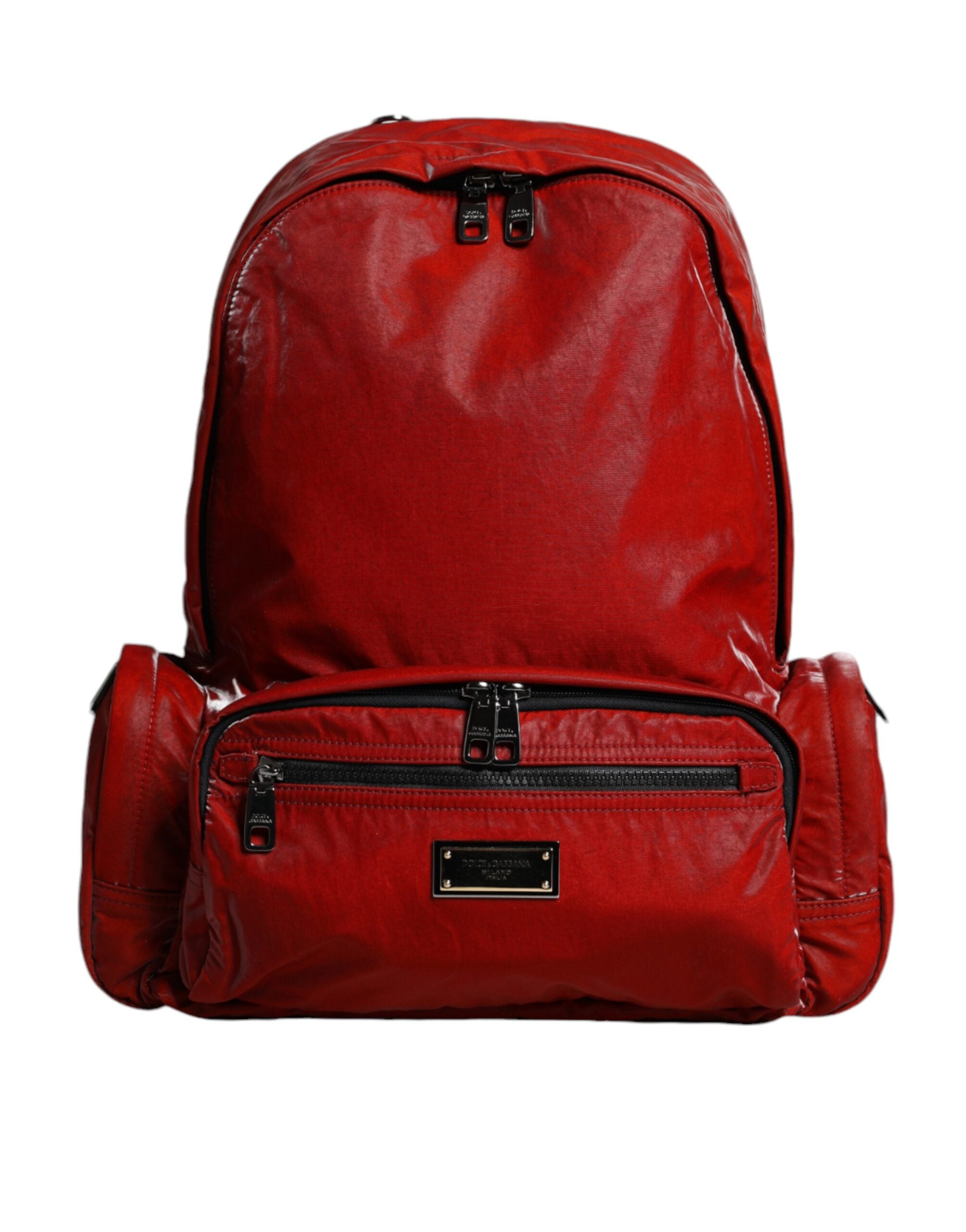 Dolce & Gabbana – Rucksacktasche mit Logo-Schild aus rotem Lackleder