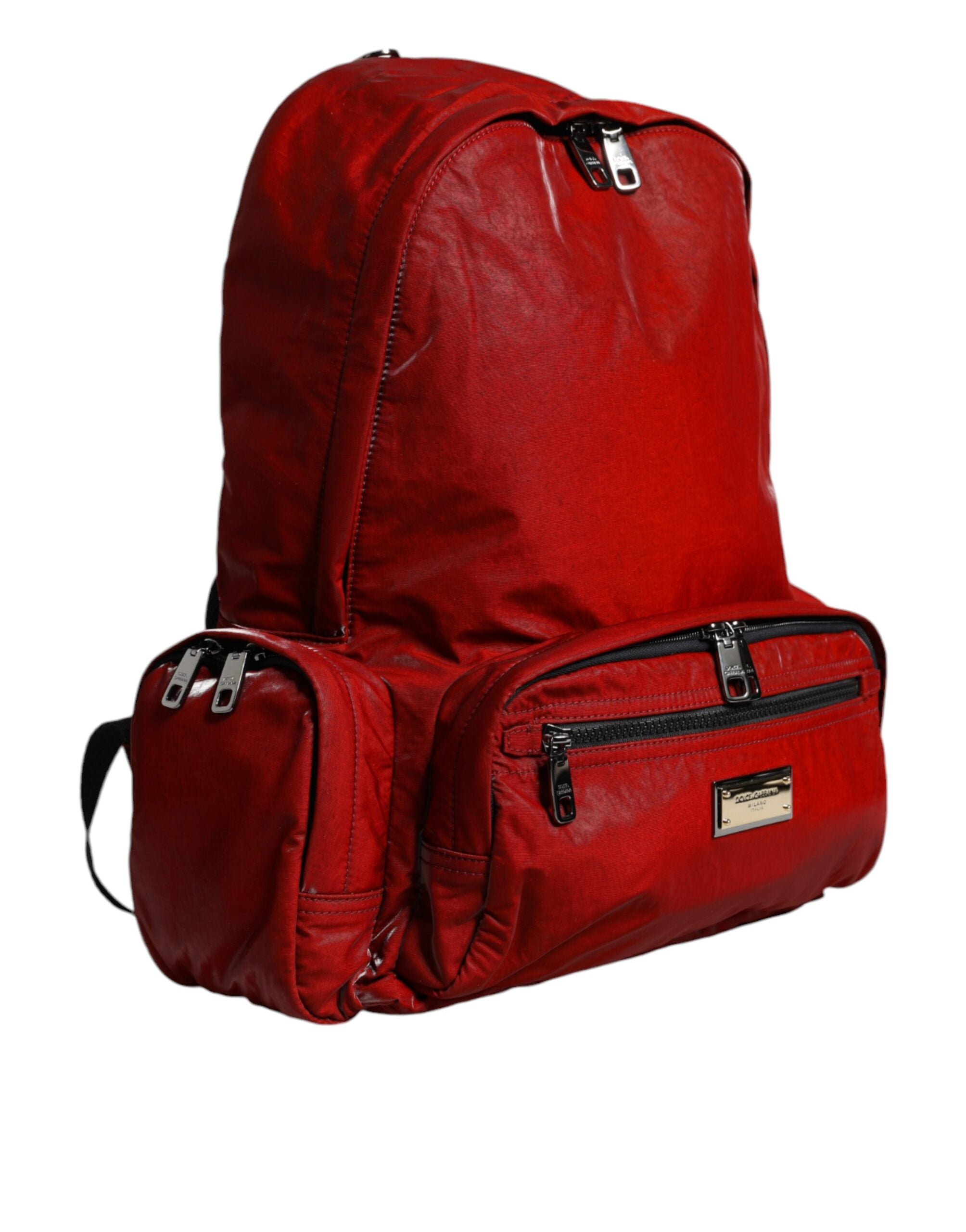 Dolce & Gabbana – Rucksacktasche mit Logo-Schild aus rotem Lackleder