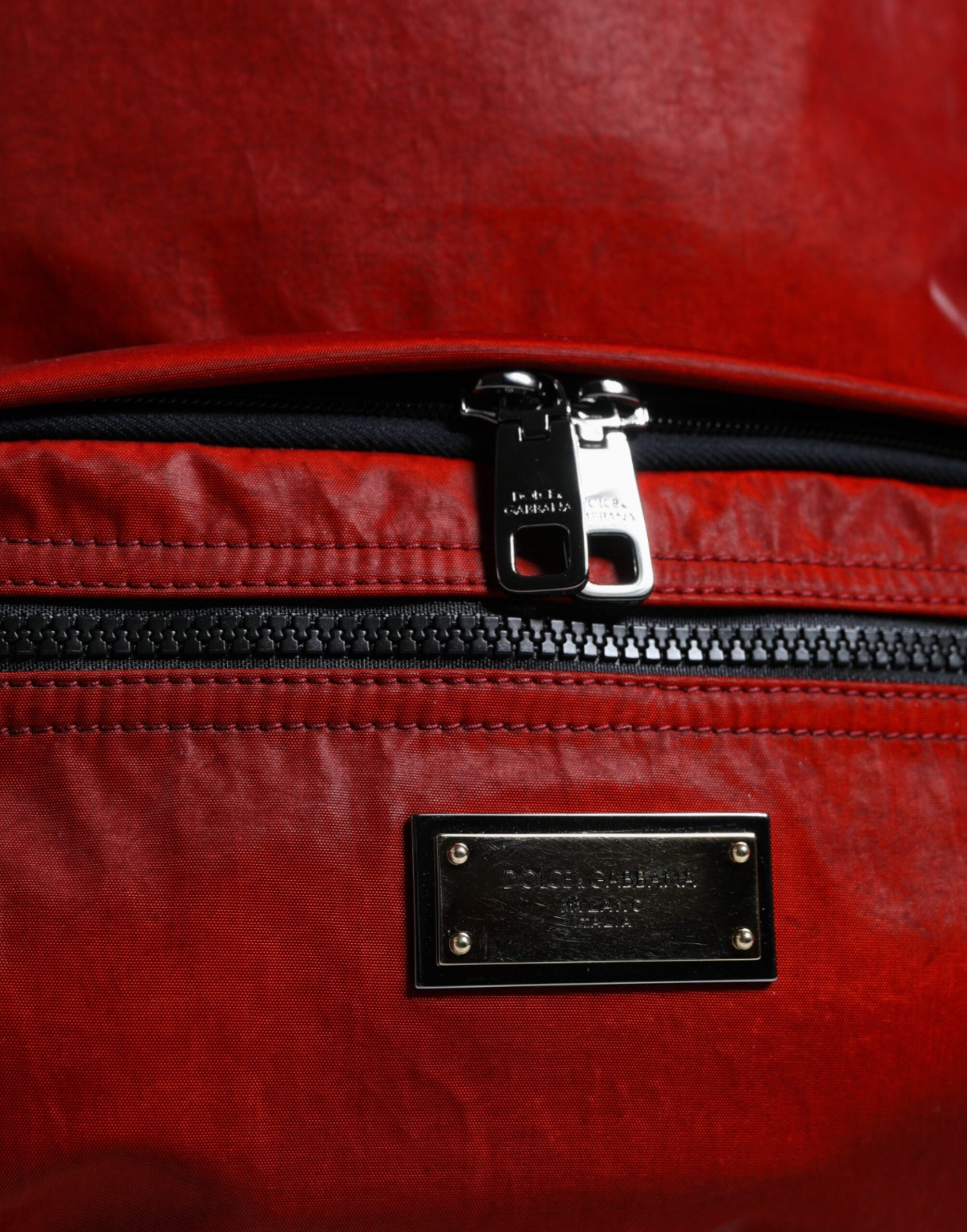Dolce & Gabbana – Rucksacktasche mit Logo-Schild aus rotem Lackleder