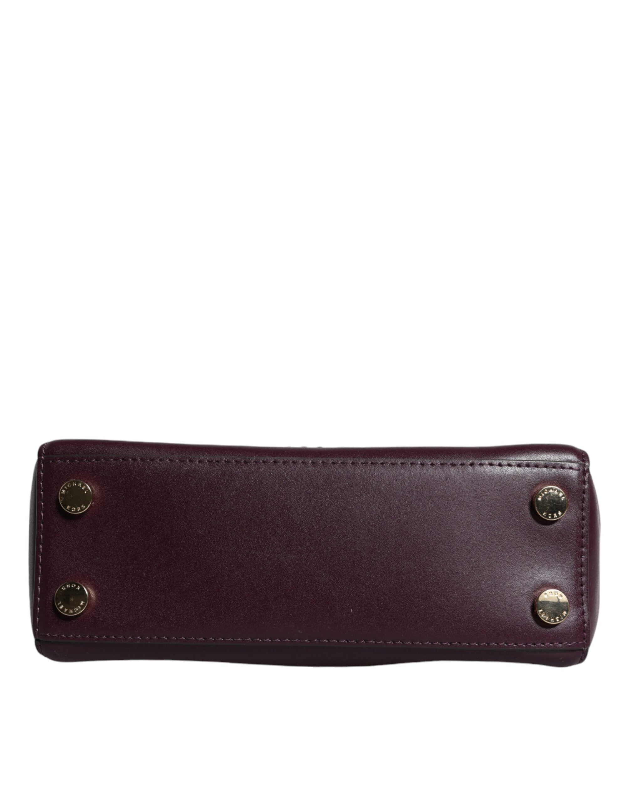 Geantă tip crossbody MINDY din piele mov cu placă cu logo Michael Kors