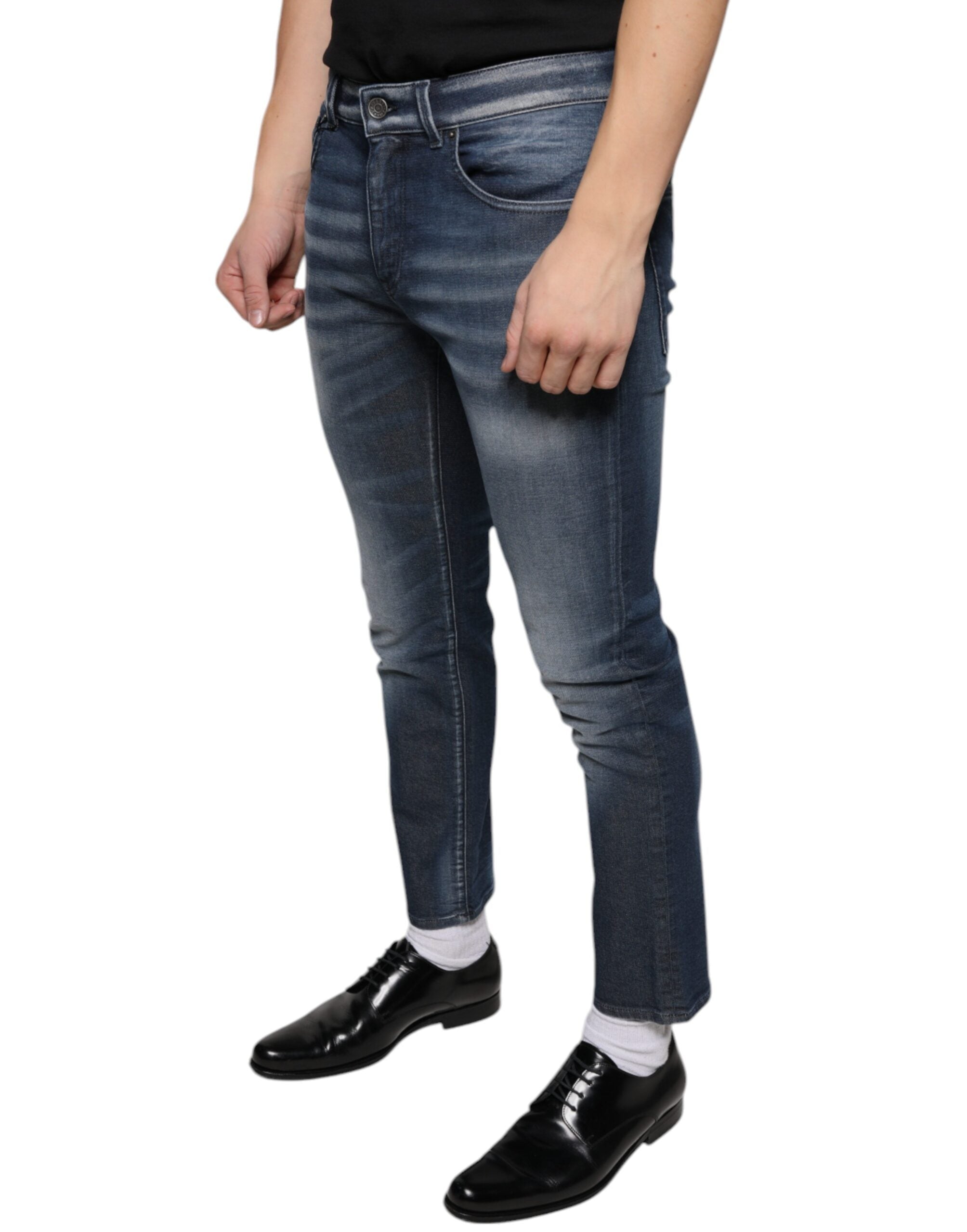 Dolce & Gabbana Dunkelblaue Skinny-Jeans aus gewaschener Baumwolle