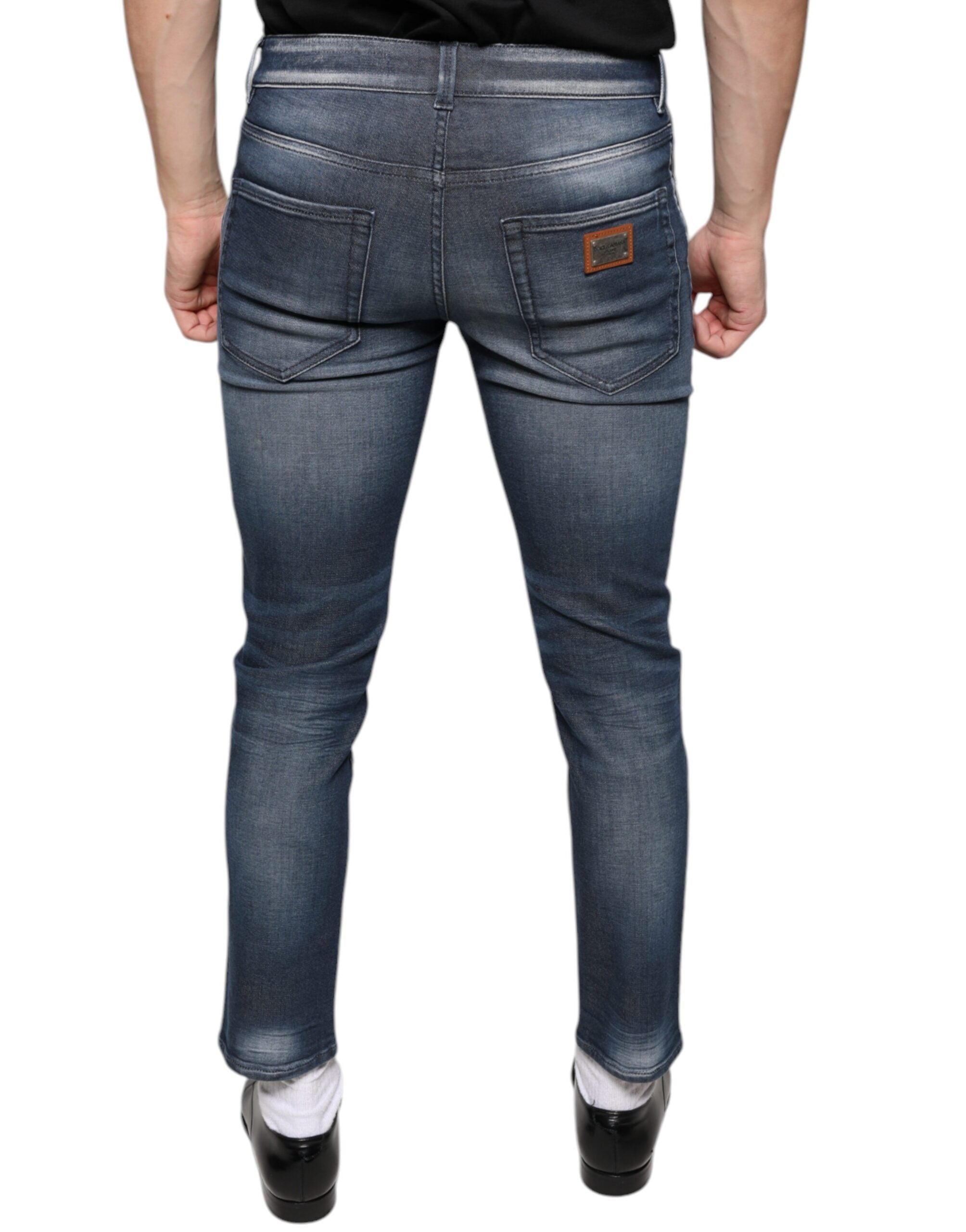 Dolce & Gabbana Dunkelblaue Skinny-Jeans aus gewaschener Baumwolle