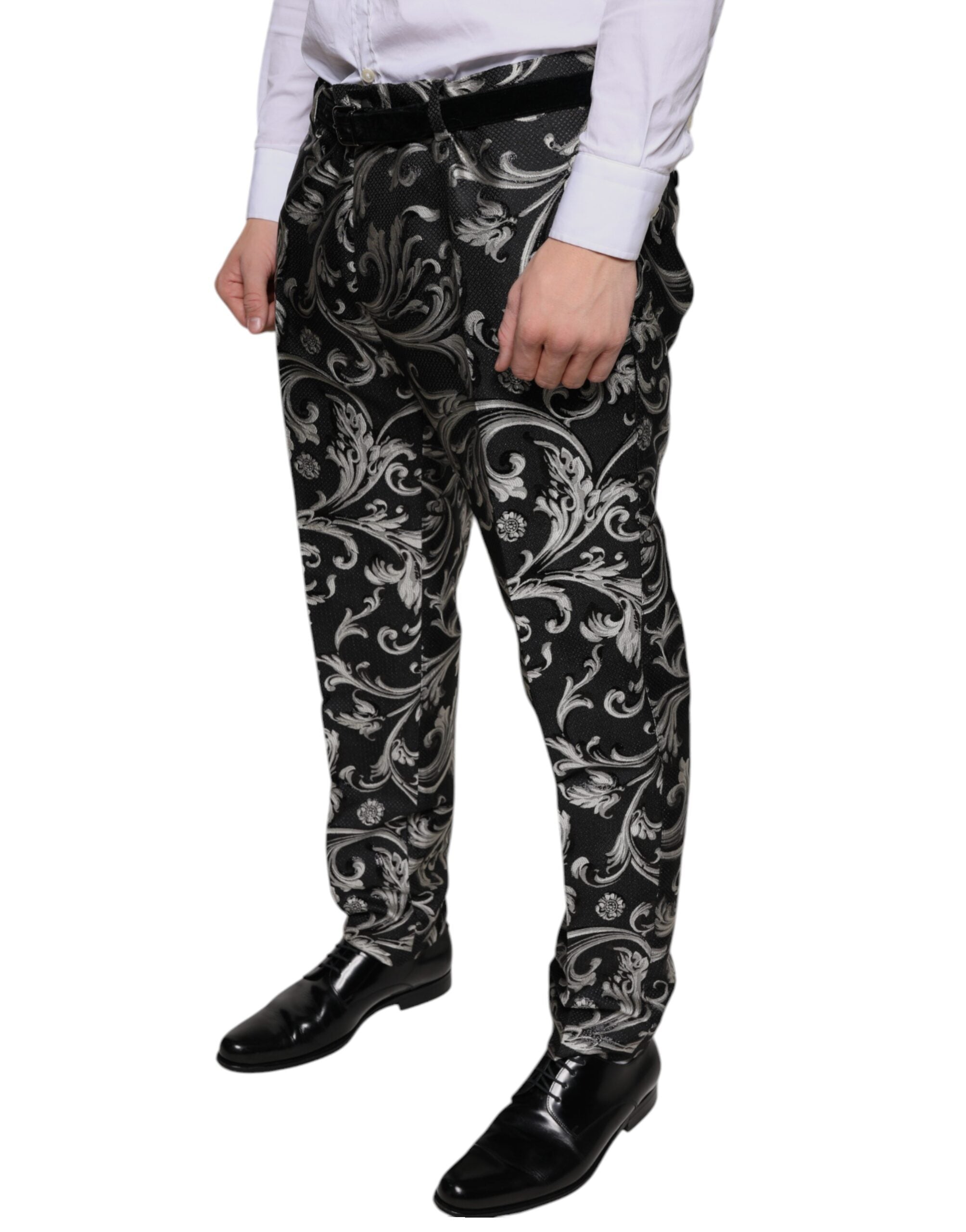 Dolce & Gabbana – Enge Anzughose aus schwarzem Jacquard