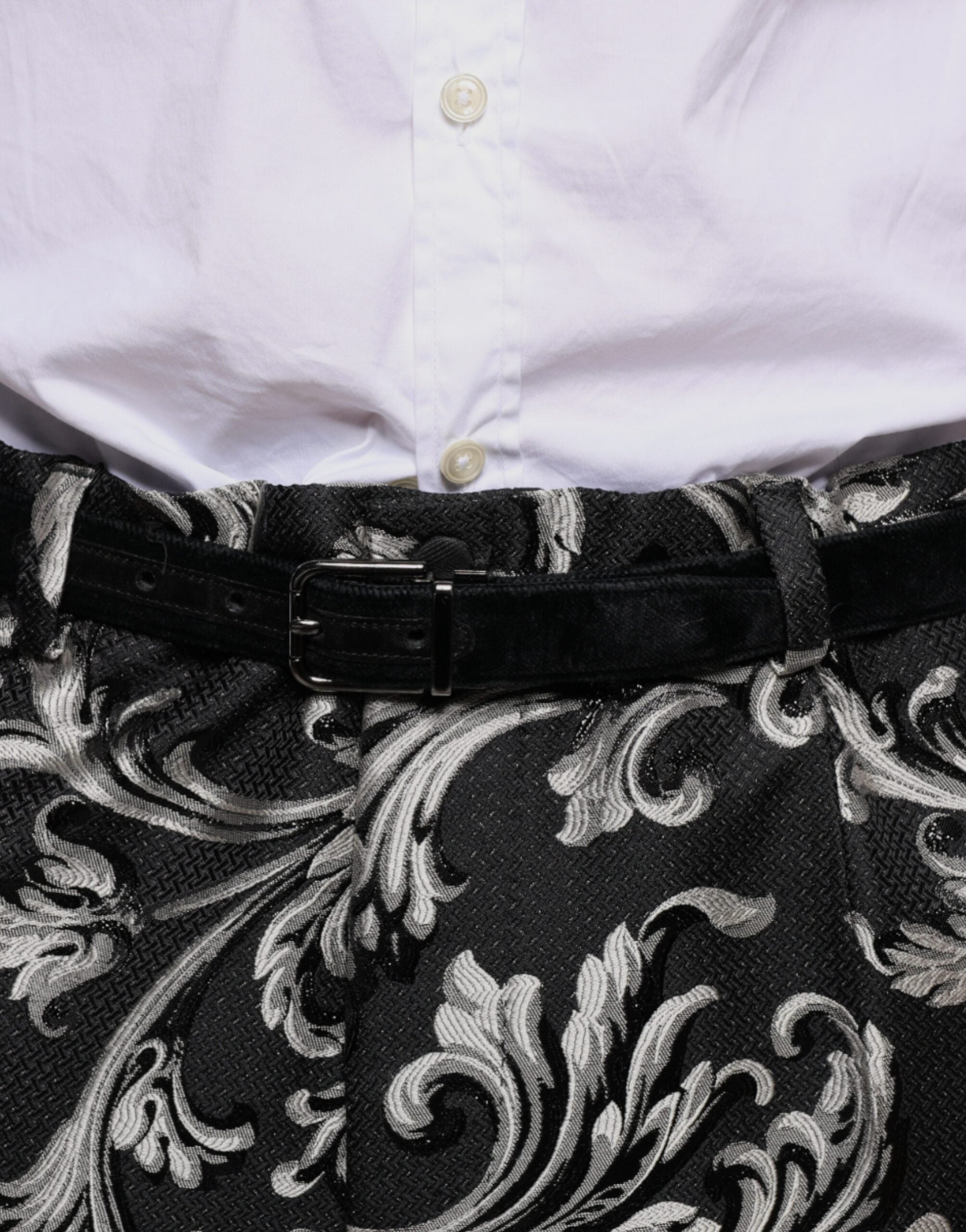Dolce & Gabbana – Enge Anzughose aus schwarzem Jacquard