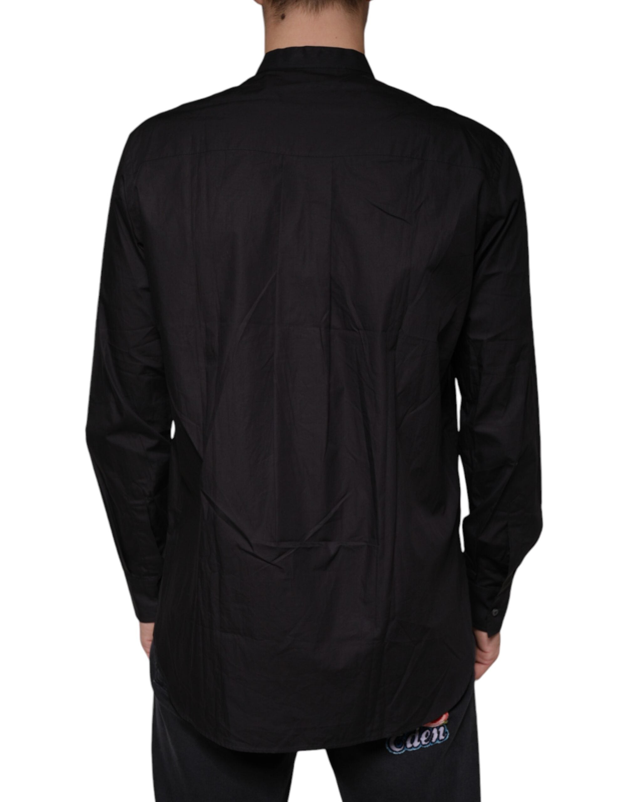 Dolce & Gabbana Schwarzes Baumwoll-Button-Down-Freizeithemd für Herren