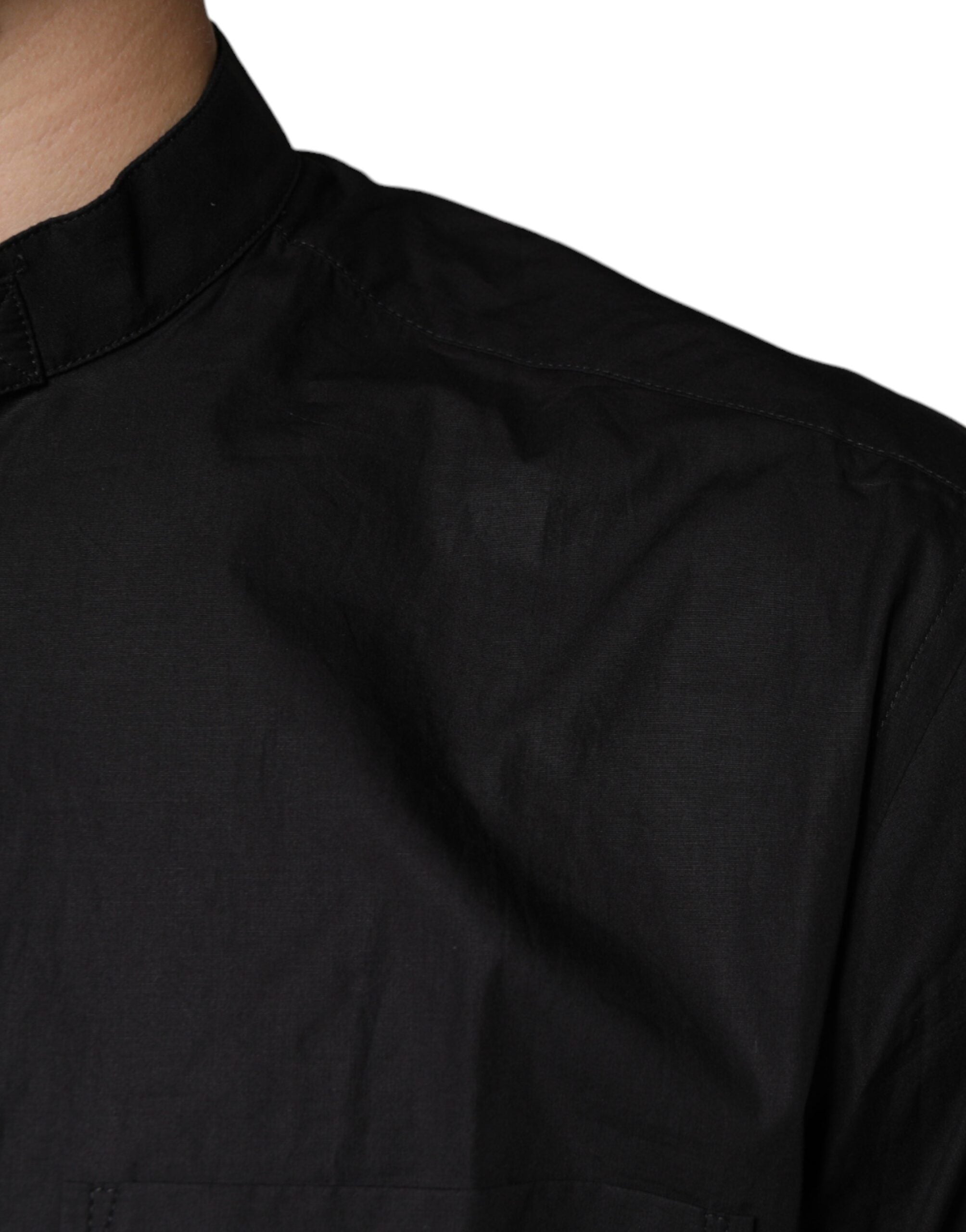 Dolce & Gabbana Schwarzes Baumwoll-Button-Down-Freizeithemd für Herren