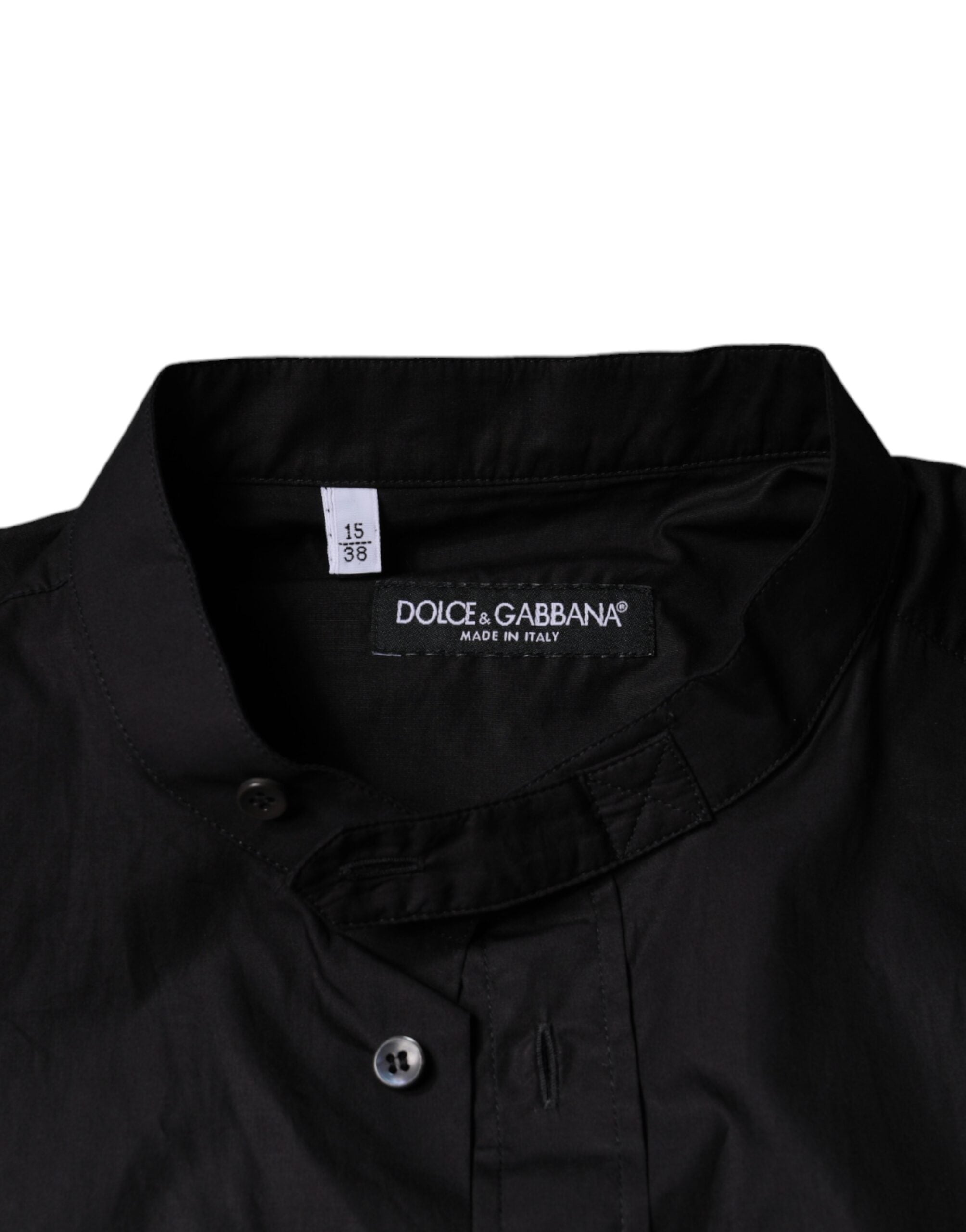 Dolce & Gabbana Schwarzes Baumwoll-Button-Down-Freizeithemd für Herren