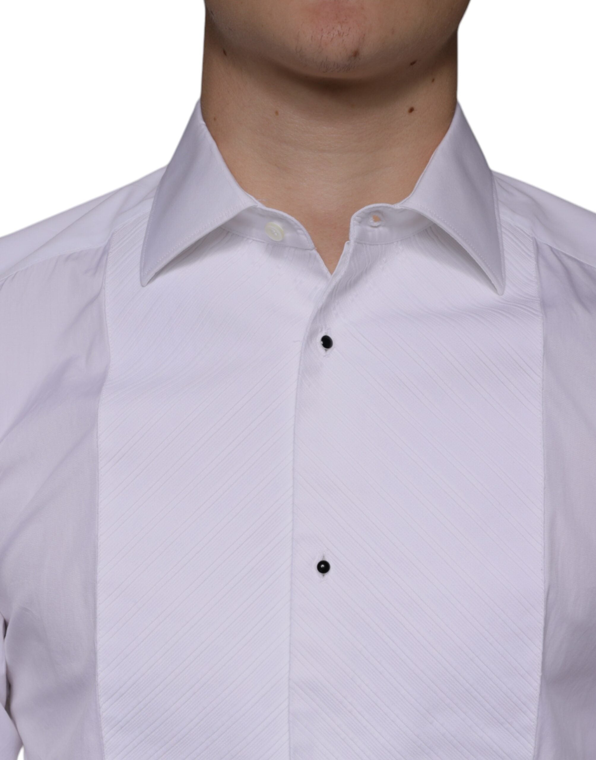 Dolce & Gabbana Weißes Latz-Baumwollpopeline GOLD Herren Formelles Hemd