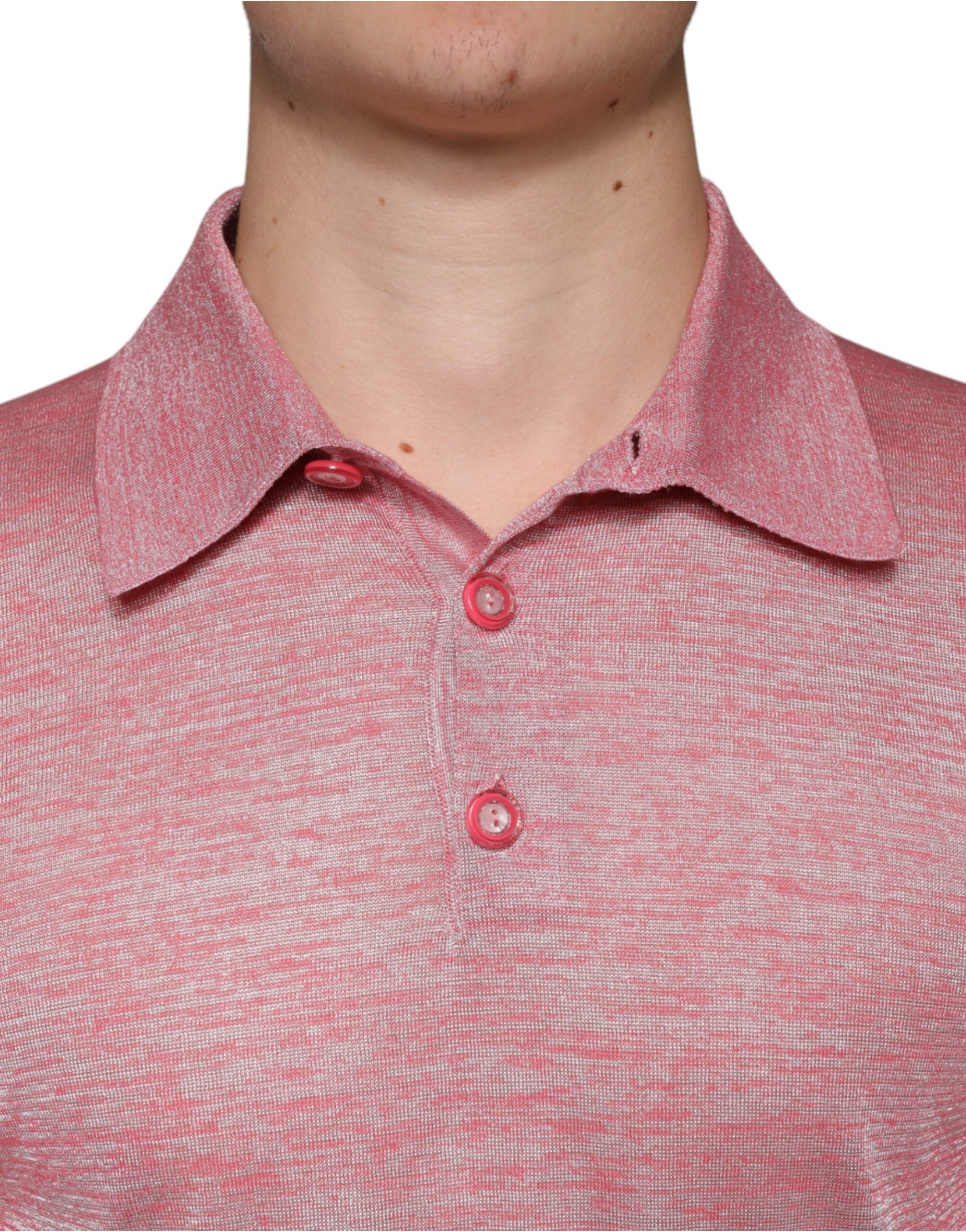 Dolce & Gabbana – Rosafarbenes Poloshirt aus Polyester mit langen Ärmeln für Herren