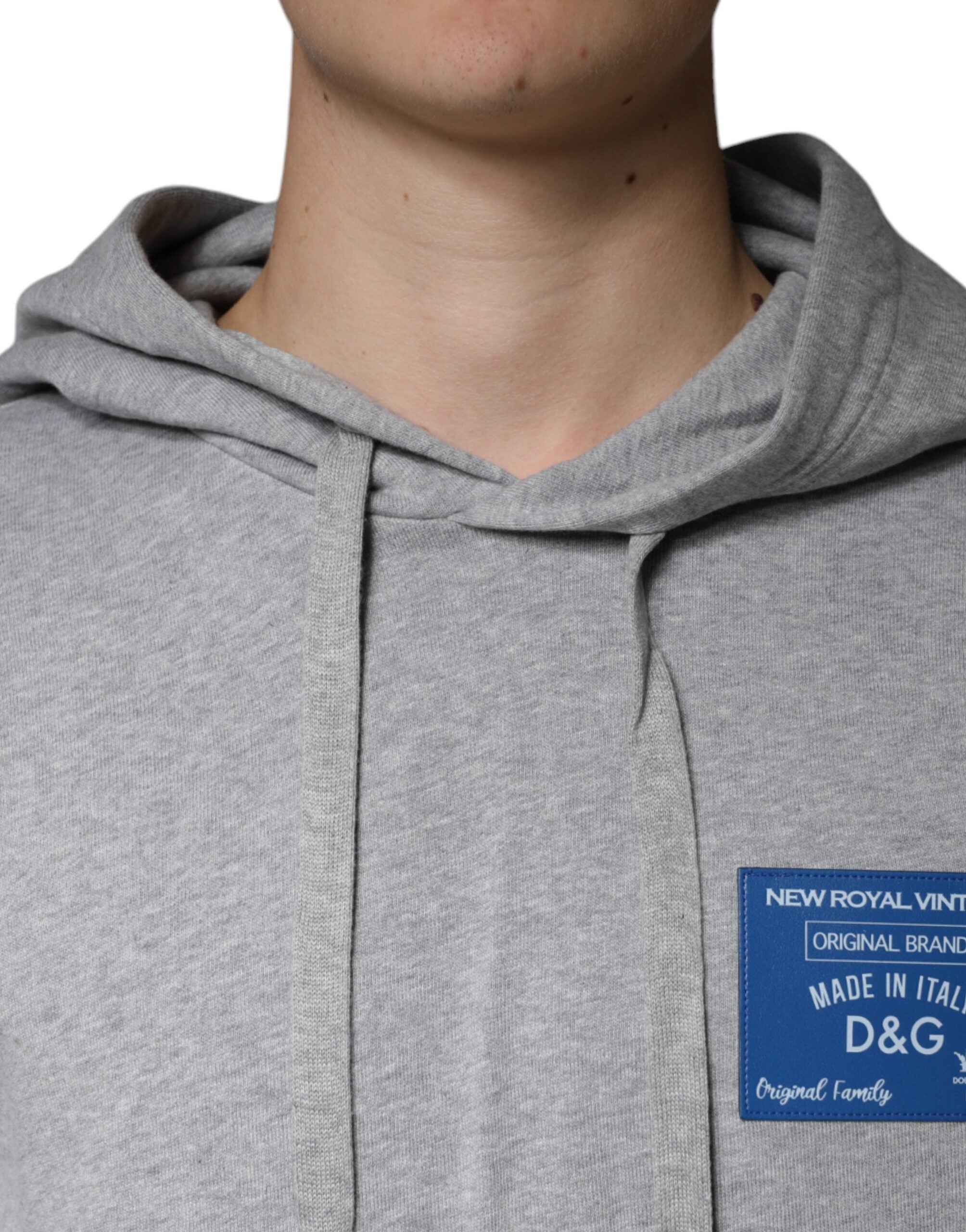 Hanorac cu glugă și logo din bumbac gri Dolce & Gabbana