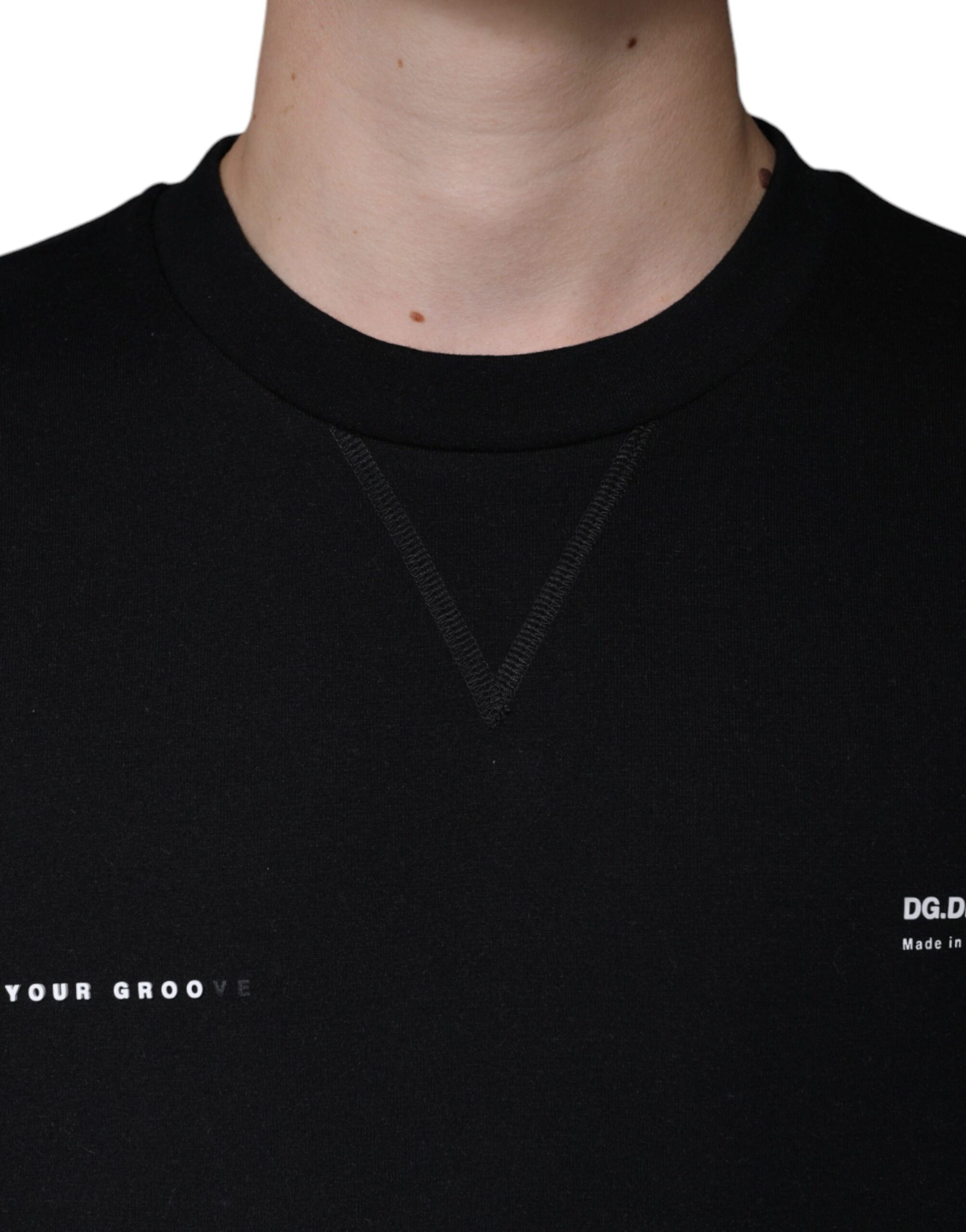 Hanorac Dolce & Gabbana cu guler rotund și imprimeu negru pe logo