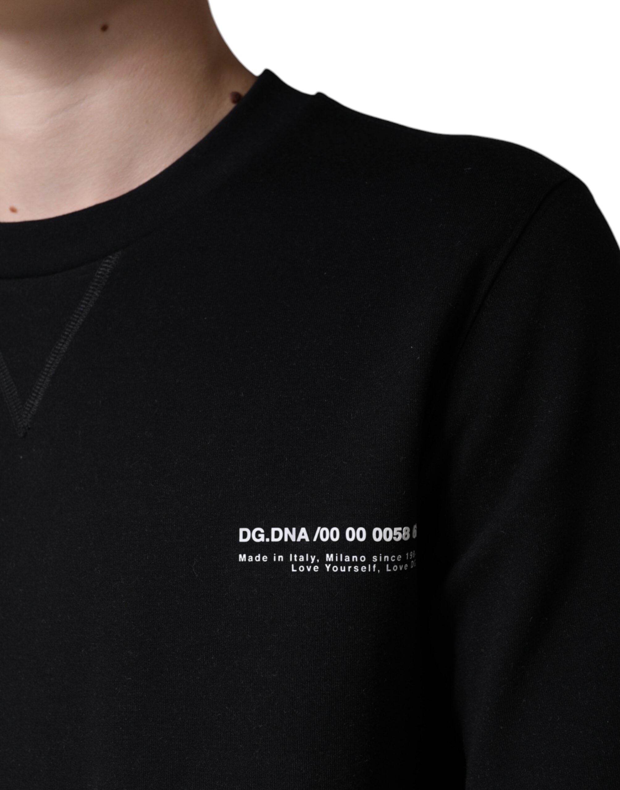 Hanorac Dolce & Gabbana cu guler rotund și imprimeu negru pe logo