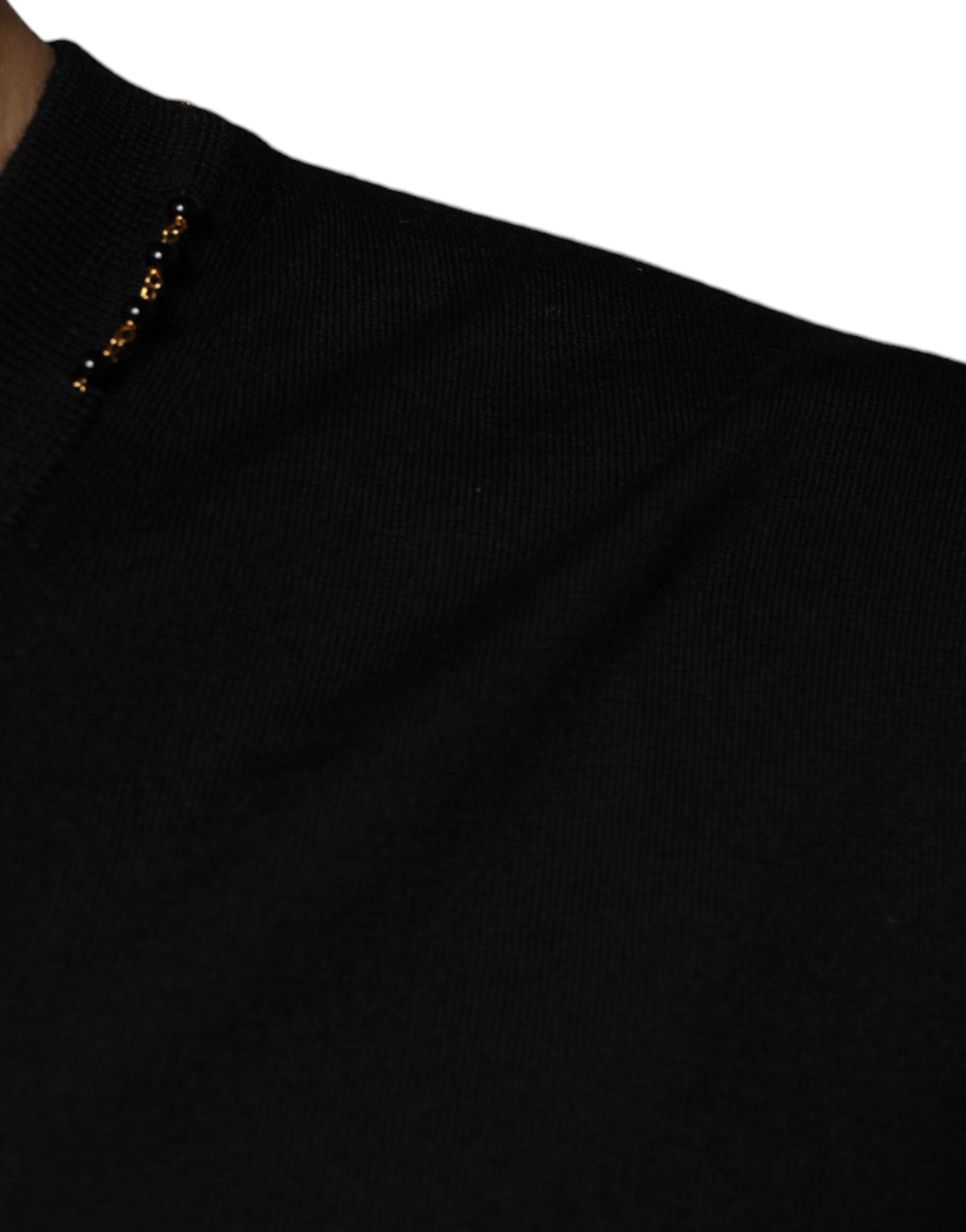Pulover Dolce & Gabbana negru cu decolteu în V și ornament