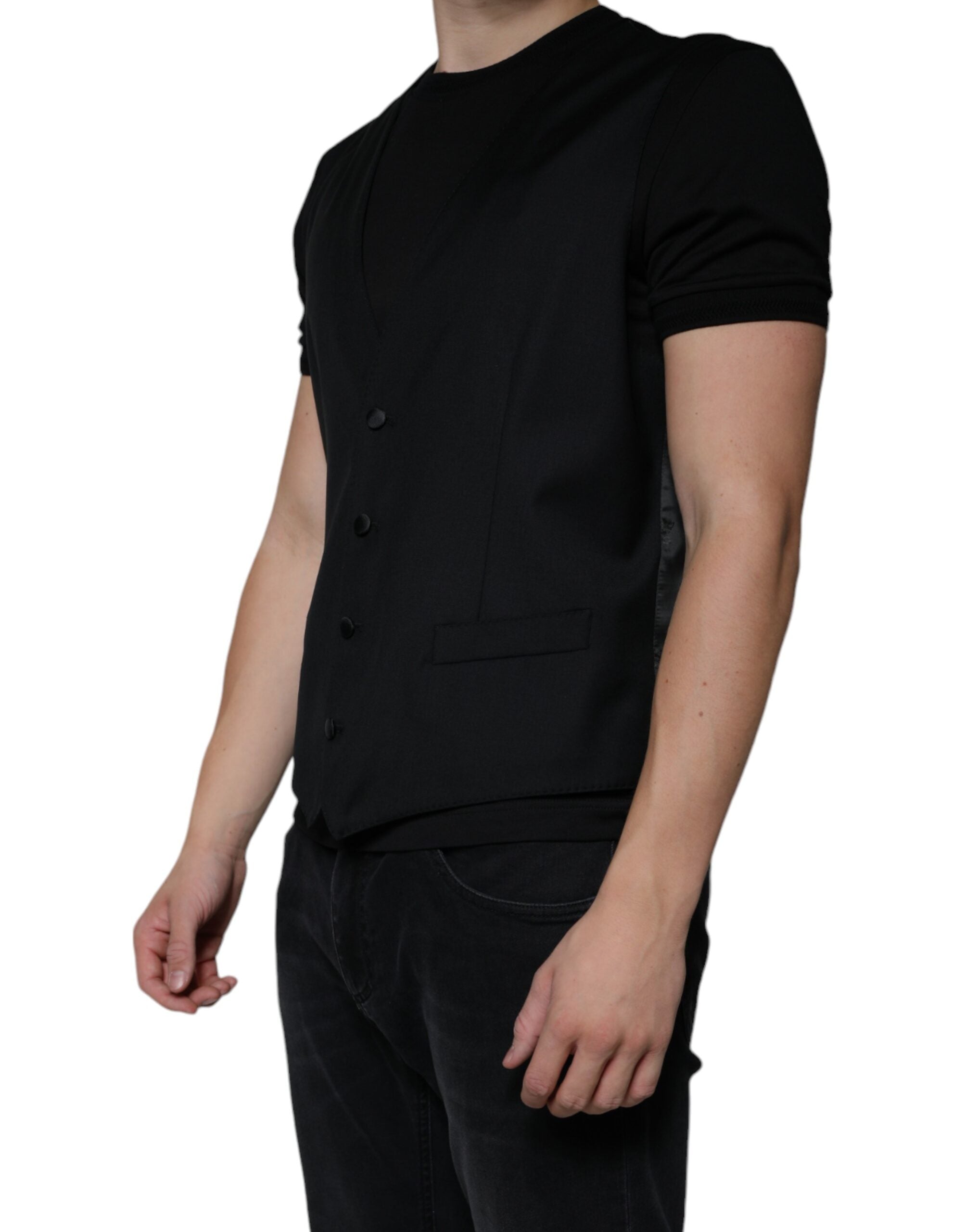 Vestă elegantă Dolce & Gabbana din lână neagră