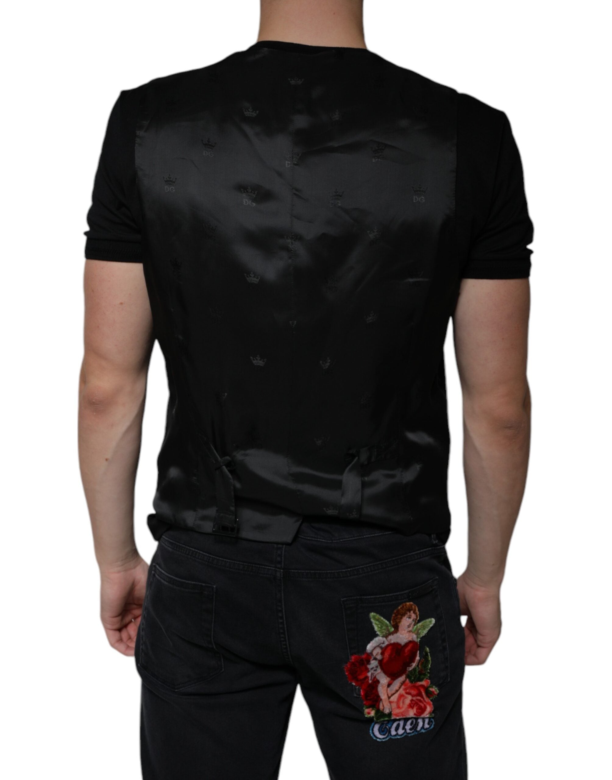 Vestă elegantă Dolce & Gabbana din lână neagră