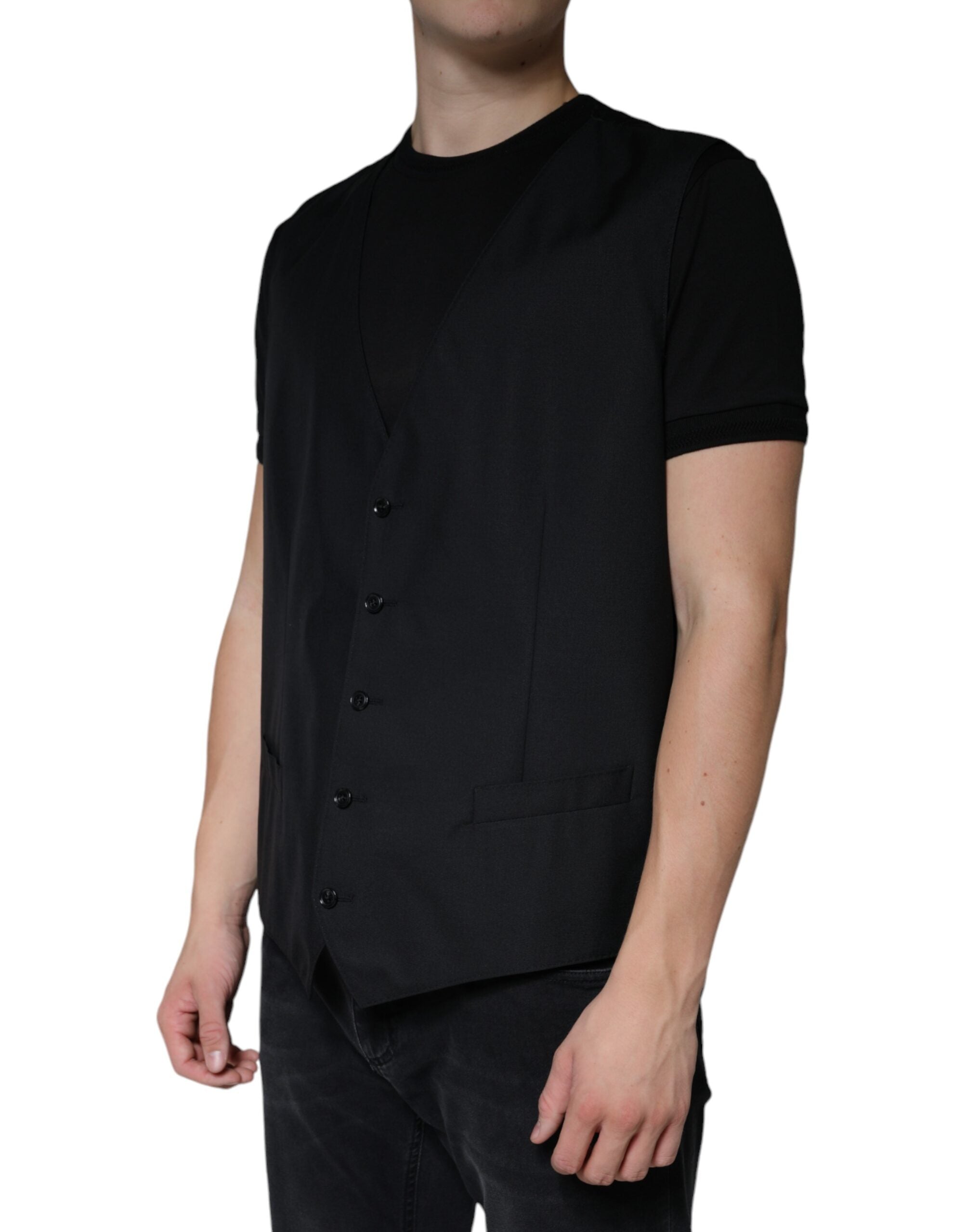 Vestă elegantă Dolce & Gabbana din lână neagră