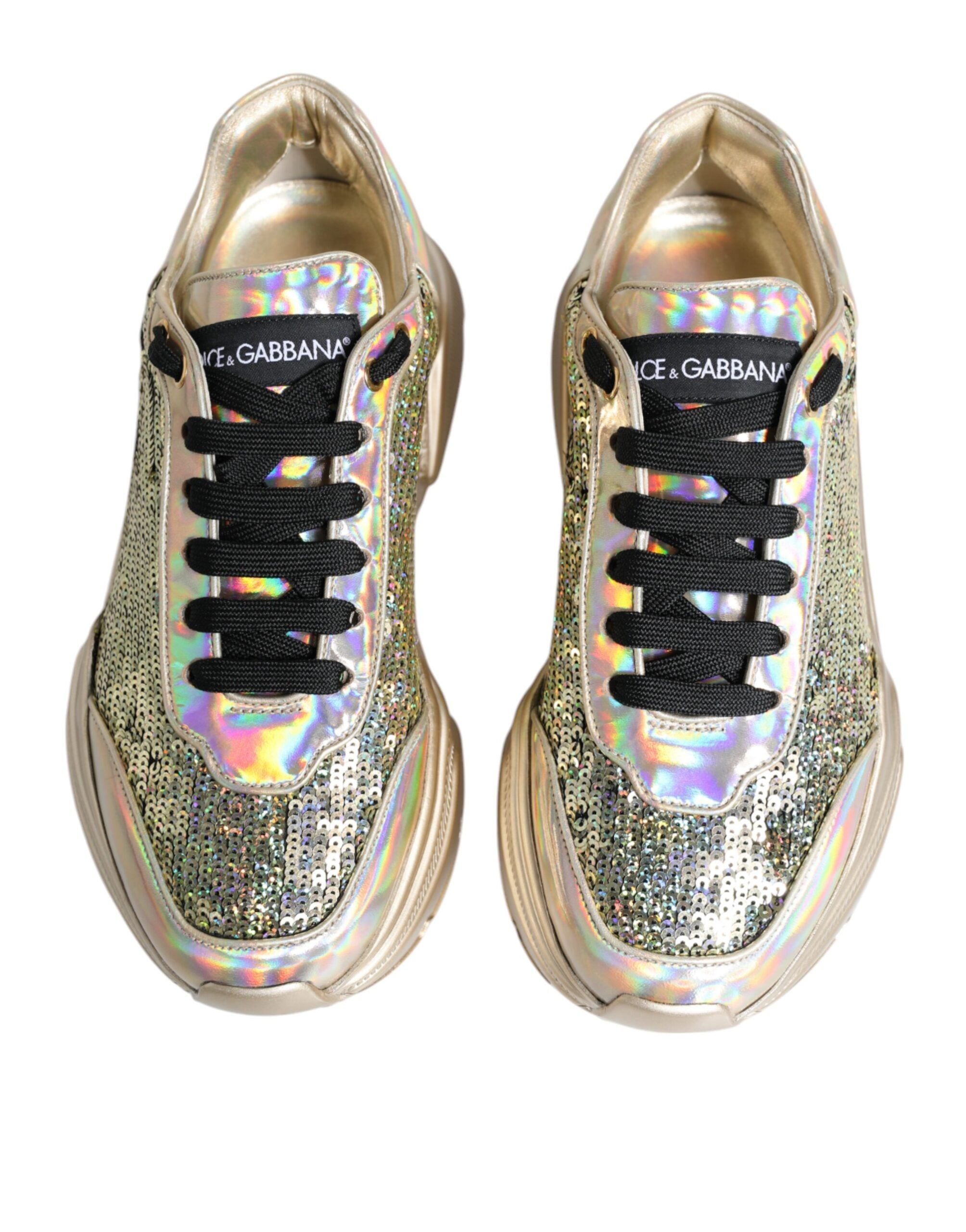 Dolce & Gabbana Daymaster Sneakers mit schillernden Pailletten in Gold