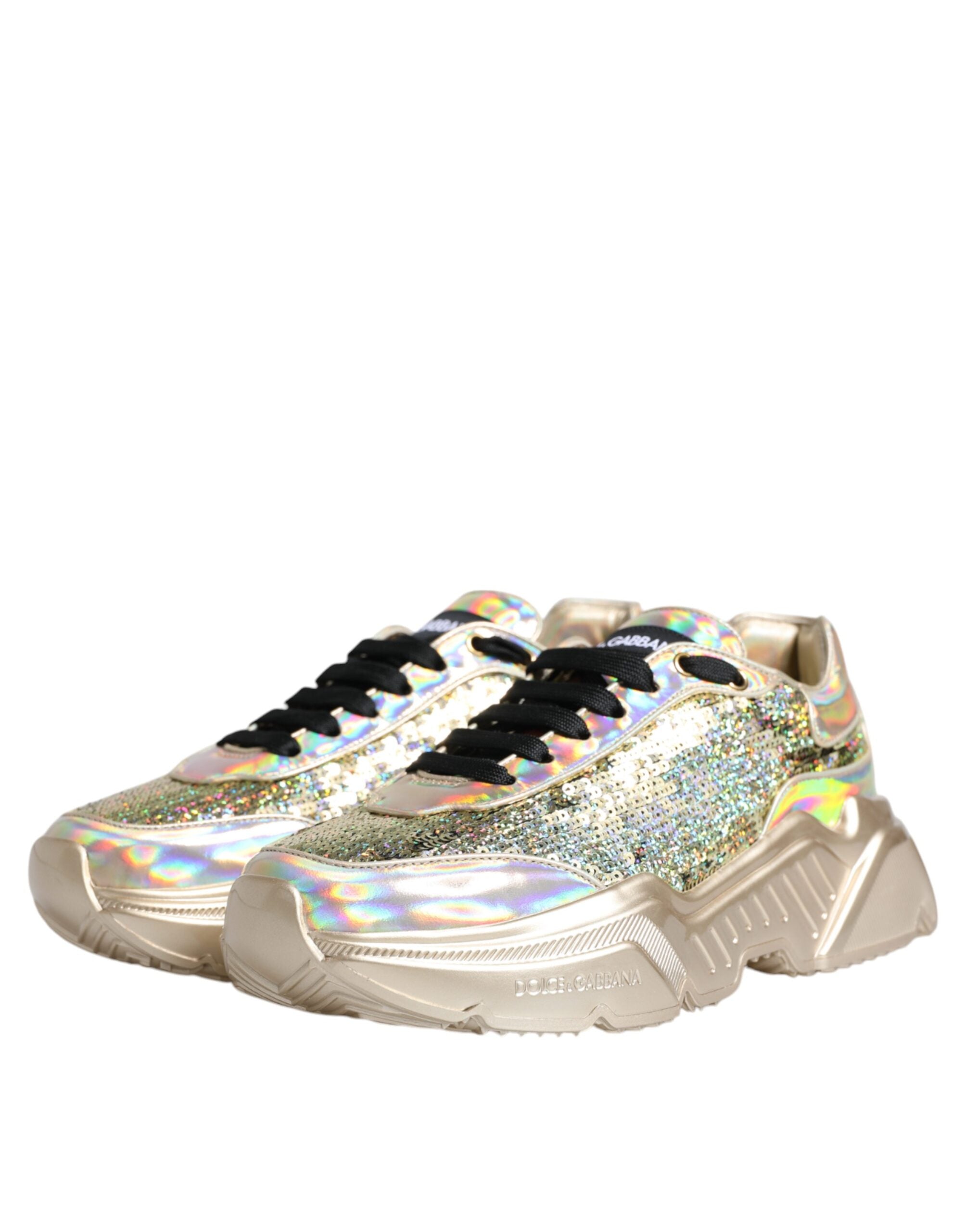 Dolce & Gabbana Daymaster Sneakers mit schillernden Pailletten in Gold