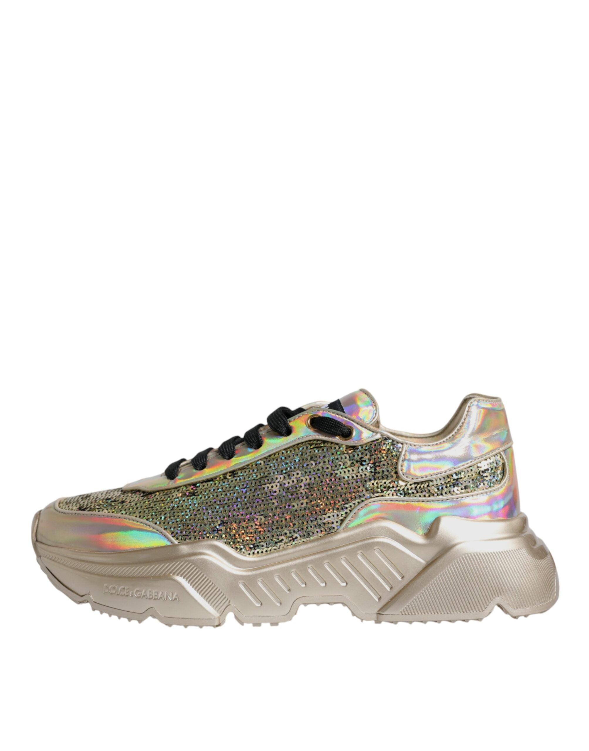 Dolce & Gabbana Daymaster Sneakers mit schillernden Pailletten in Gold