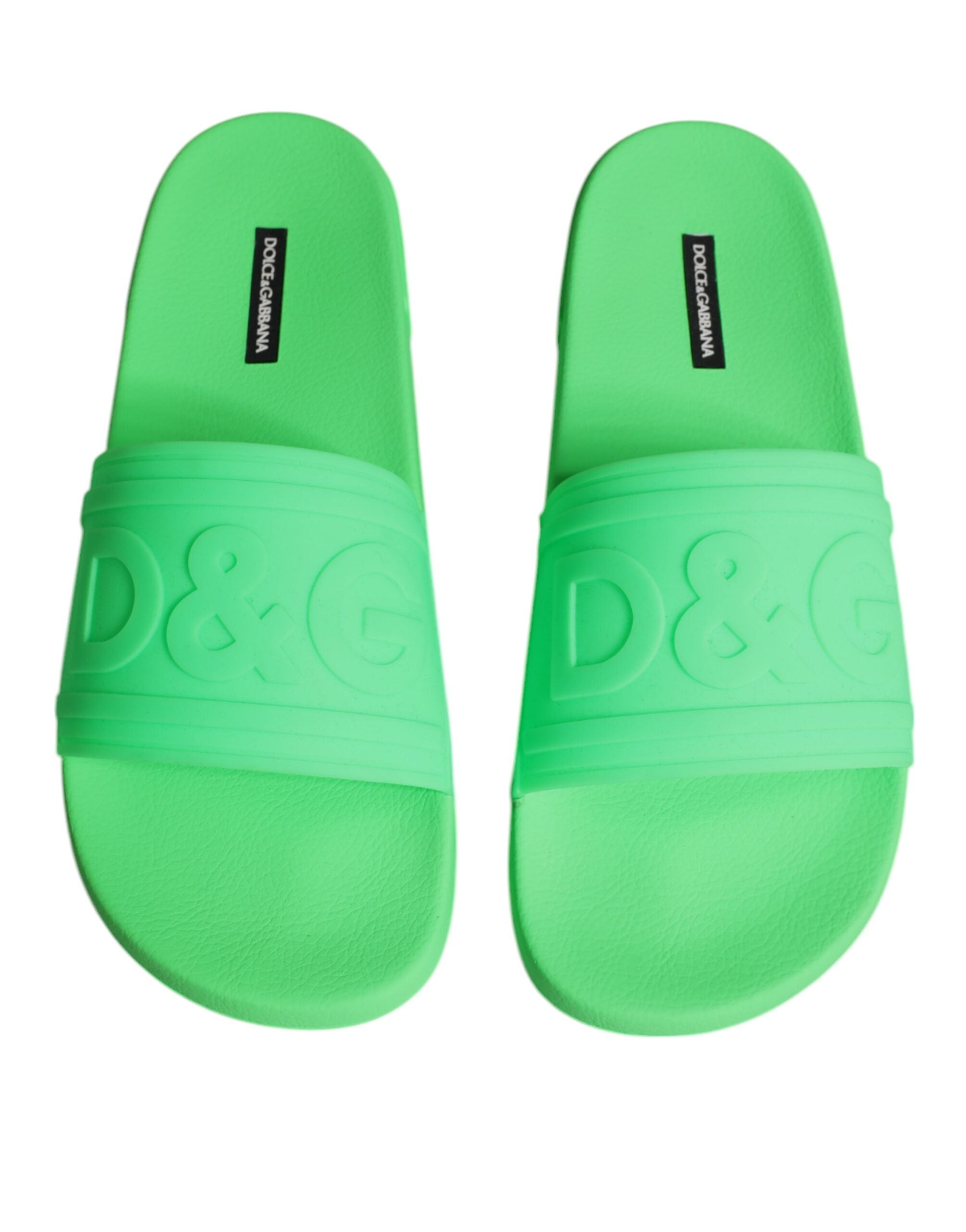 Dolce & Gabbana Grüne Leder-Sandalen, Strandschuhe