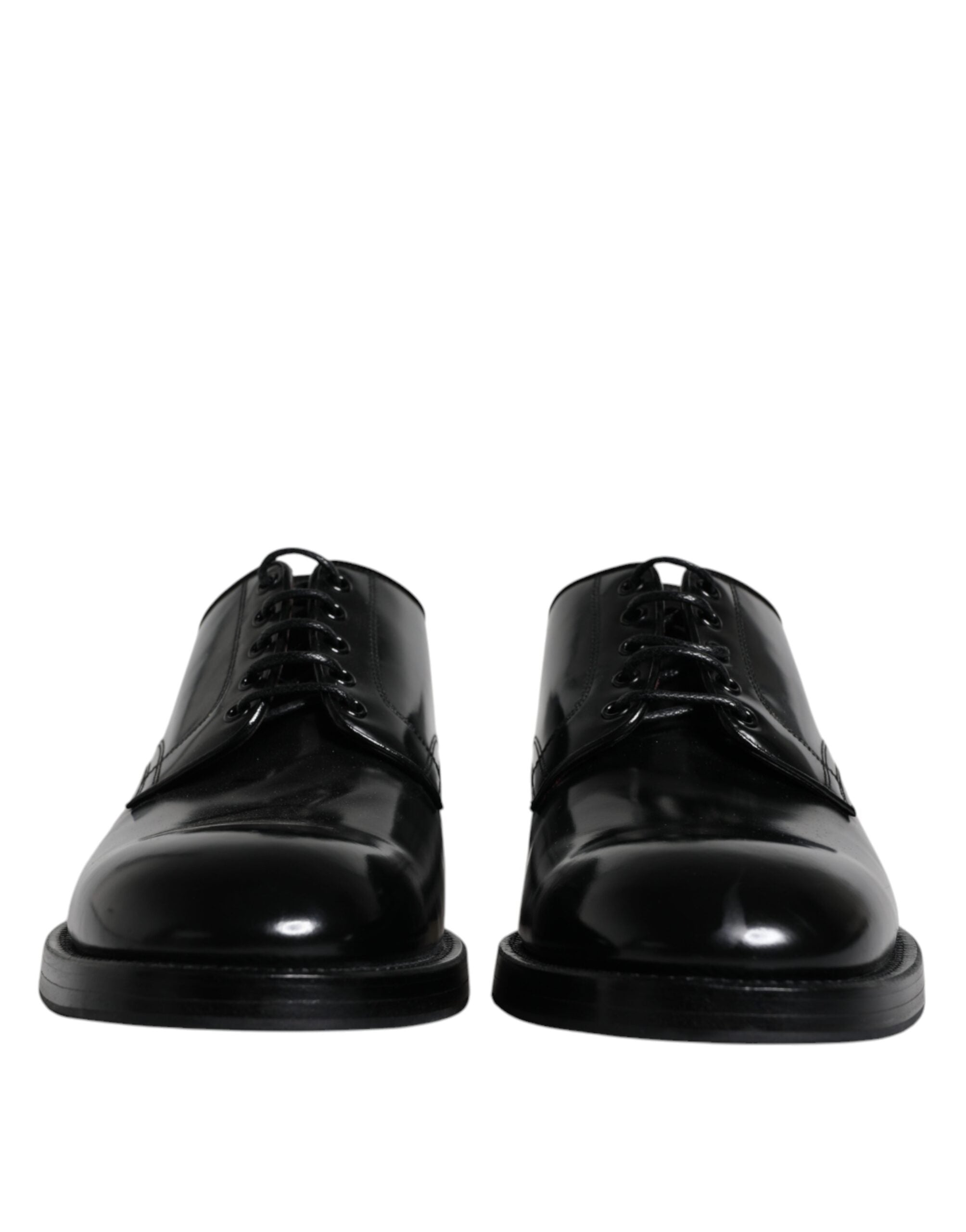 Dolce & Gabbana Pantofi Derby formali pentru bărbați, din piele neagră, cu șireturi, Dolce & Gabbana
